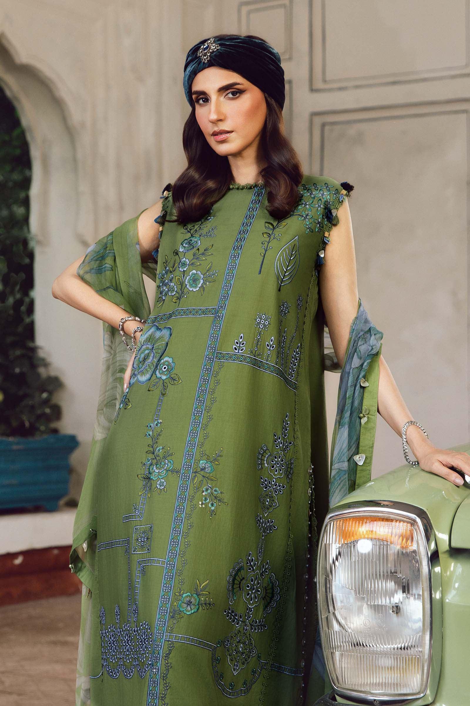 3 Piece Unstitched Embroidered Cambric Suit | MPT-2701-A - Aqsa Fabrics