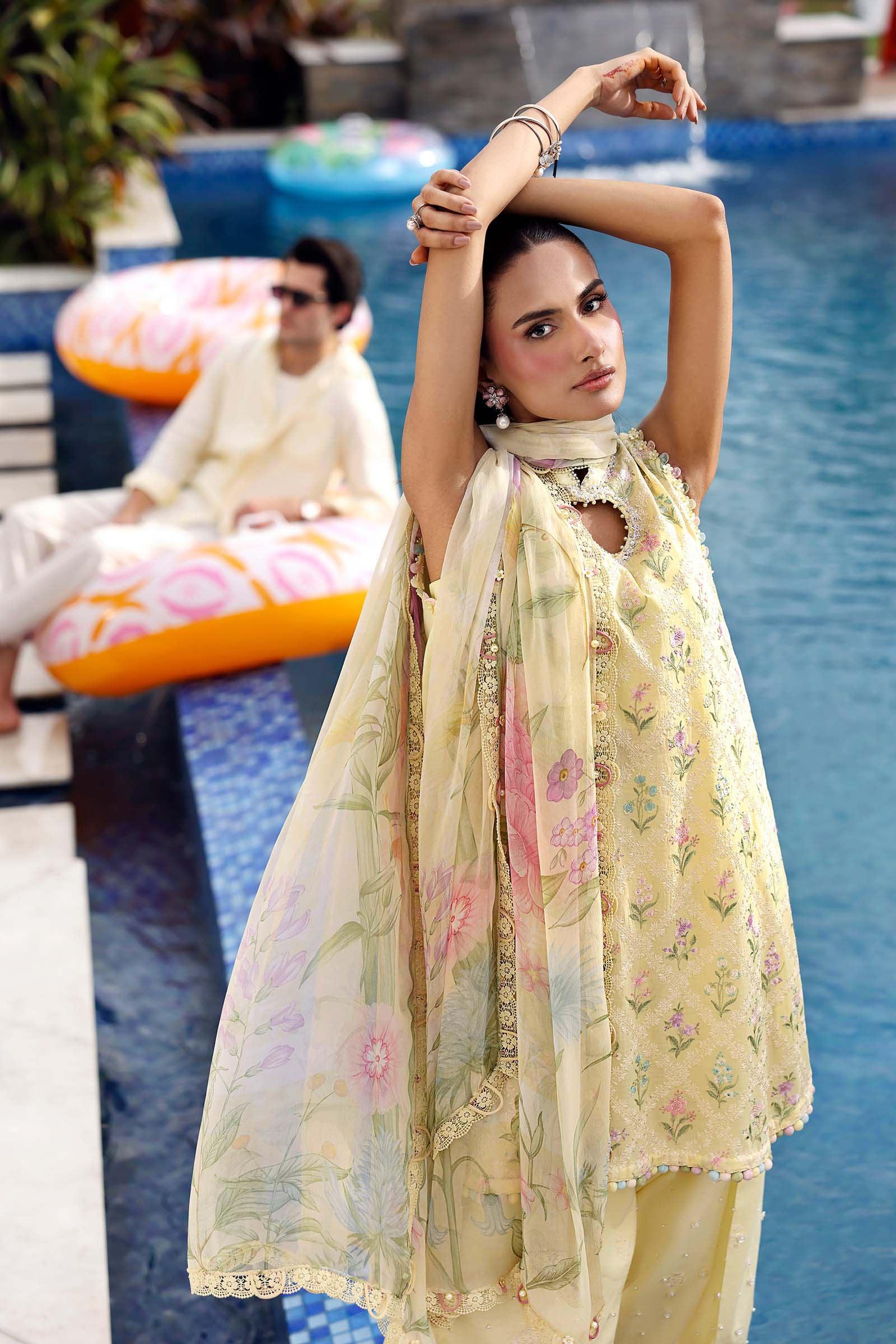 Maria B 3 Piece Stitched Embroidered Lawn Suit