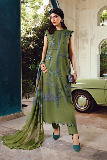 3 Piece Unstitched Embroidered Cambric Suit | MPT-2701-A - Aqsa Fabrics