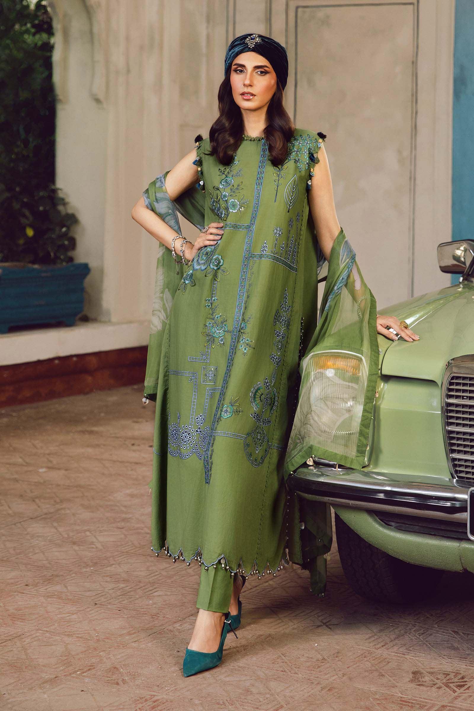 3 Piece Unstitched Embroidered Cambric Suit | MPT-2701-A - Aqsa Fabrics
