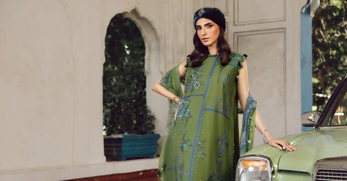 3 Piece Unstitched Embroidered Cambric Suit | MPT-2701-A - Aqsa Fabrics
