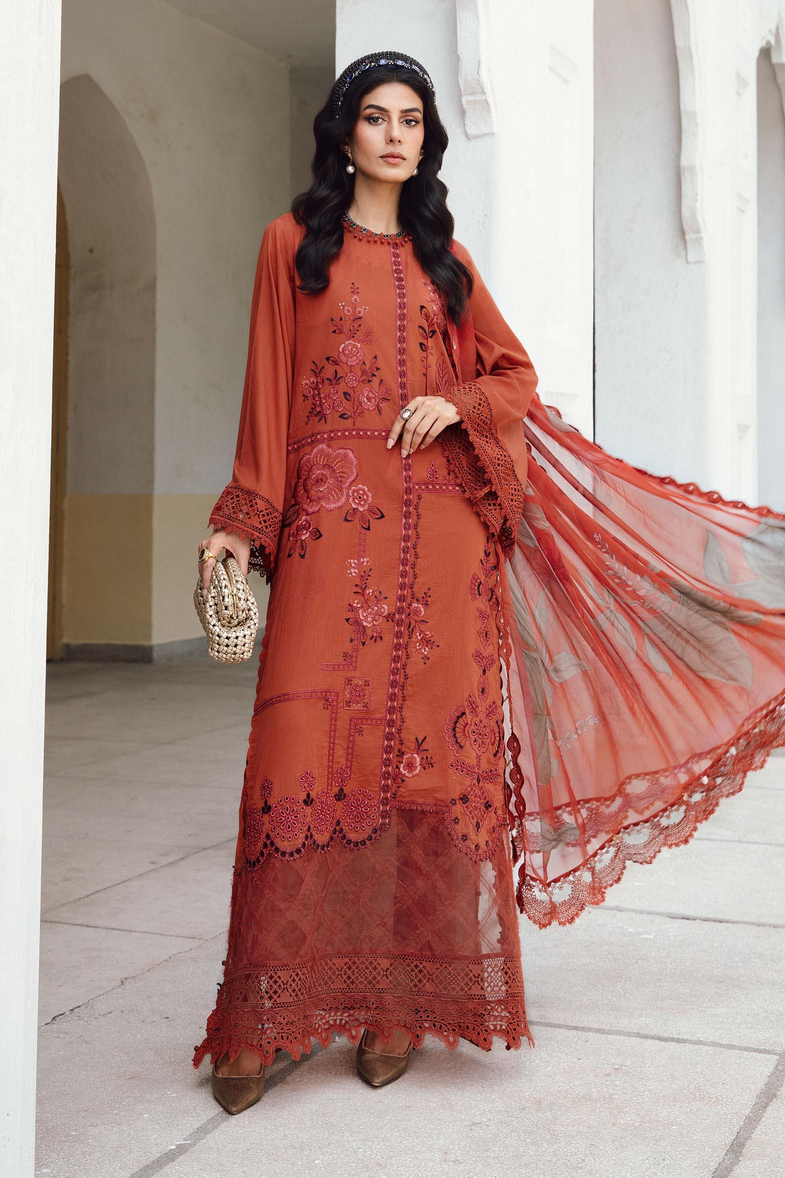 3 Piece Unstitched Embroidered Cambric Suit | MPT-2701-B - Aqsa Fabrics