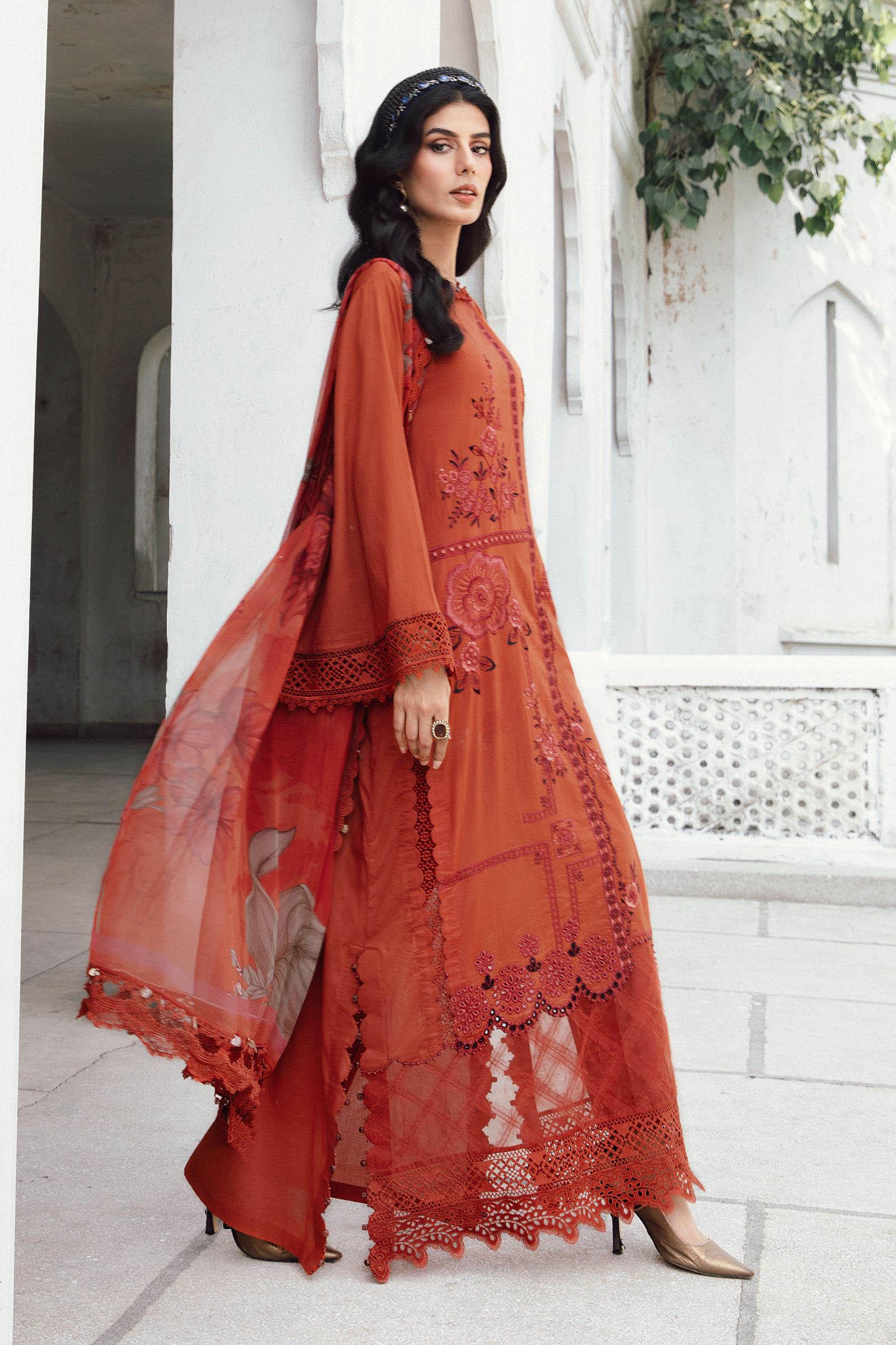3 Piece Unstitched Embroidered Cambric Suit | MPT-2701-B - Aqsa Fabrics