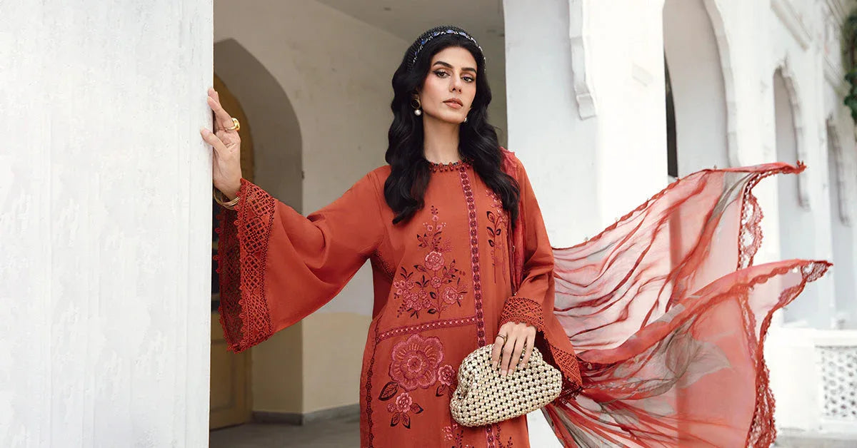 3 Piece Unstitched Embroidered Cambric Suit | MPT-2701-B - Aqsa Fabrics