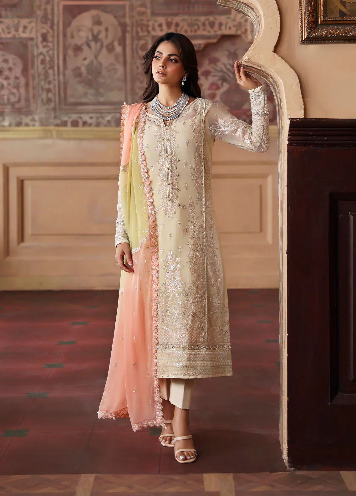 Gulaal | I Evayna Embroidered Chiffon | Fareyah - Aqsa Fabrics
