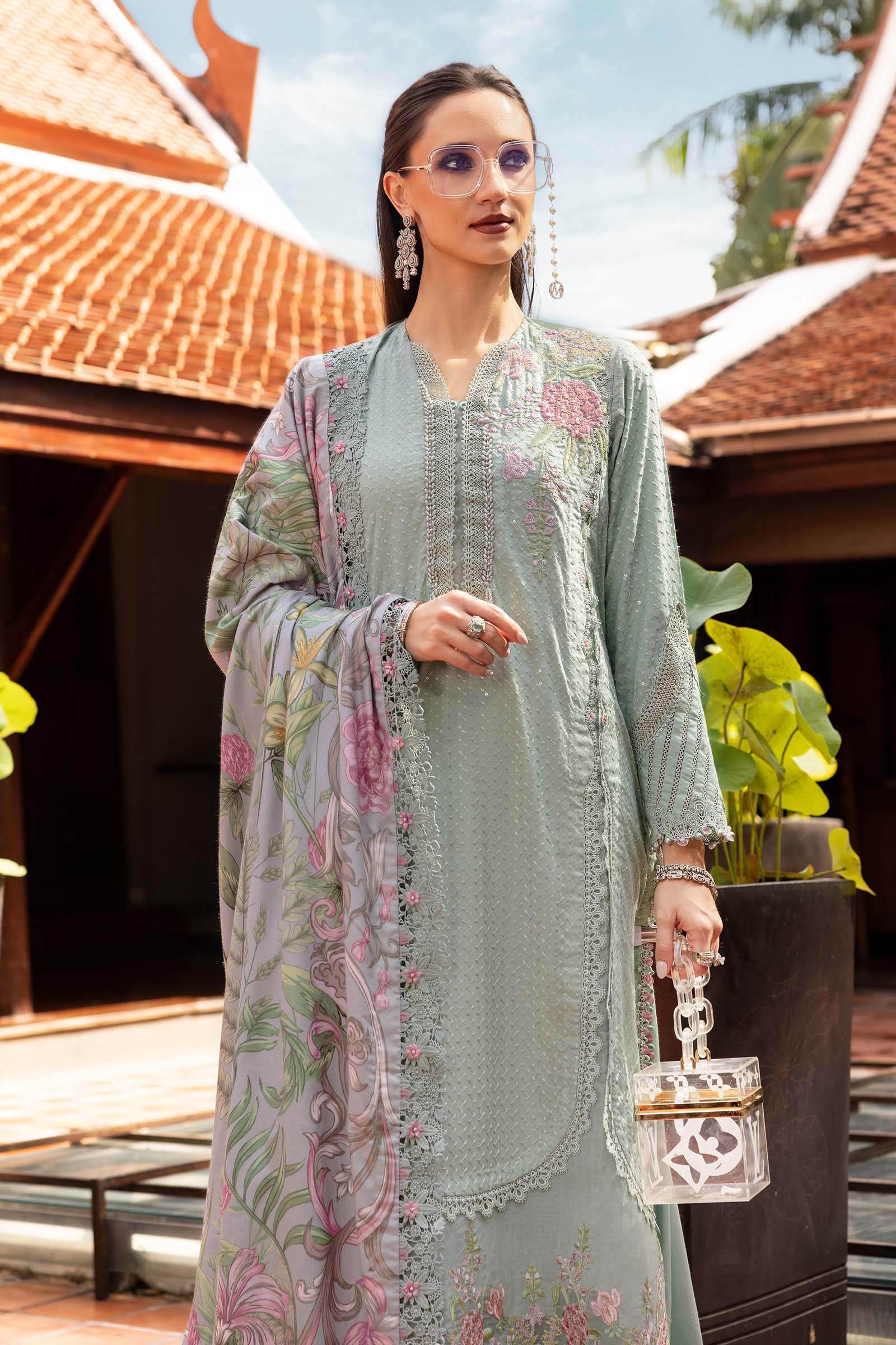 3 Piece Unstitched Embroidered Twill Linen Suit - Aqsa Fabrics
