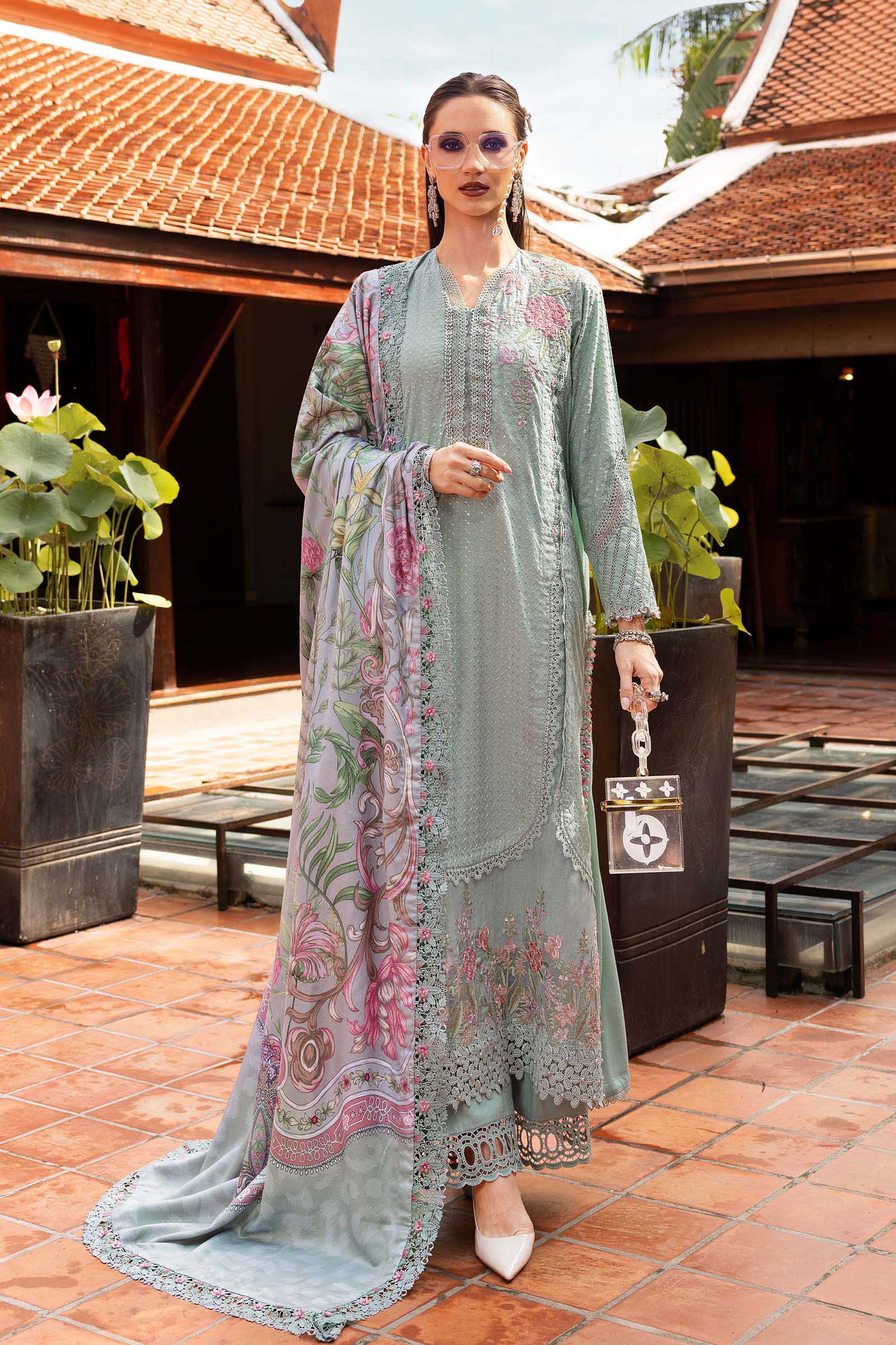 3 Piece Unstitched Embroidered Twill Linen Suit - Aqsa Fabrics