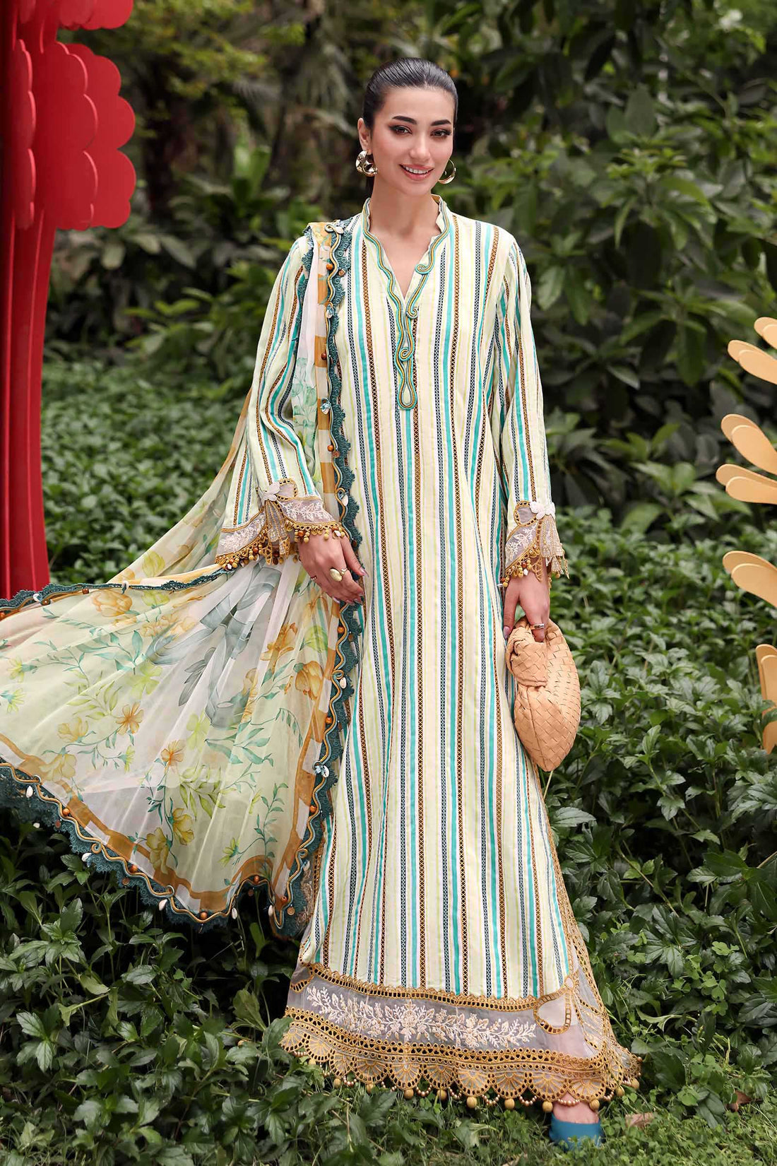 Maria B 3 Piece Stitched Embroidered Jacquard Suit