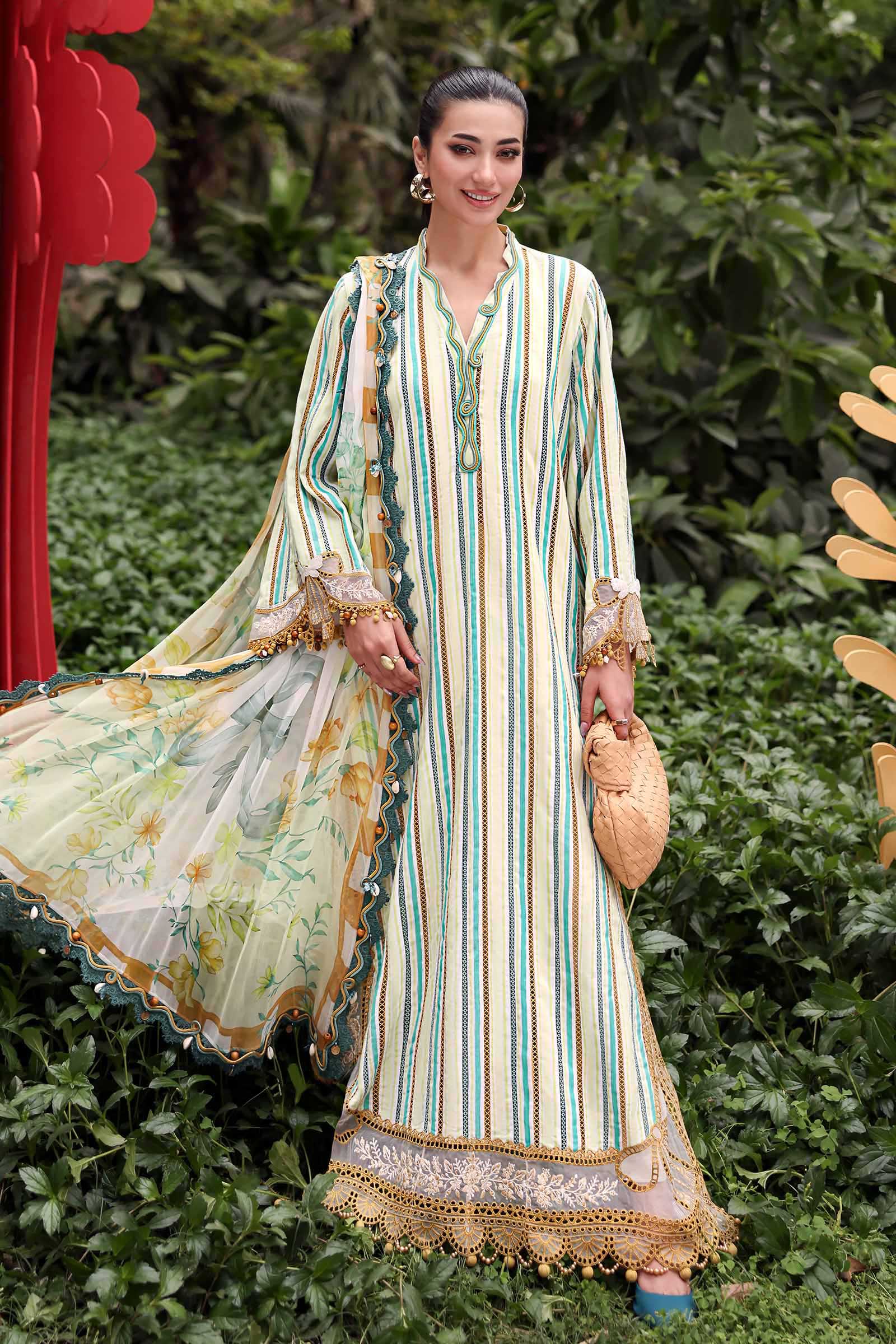 Maria B 3 Piece Stitched Embroidered Jacquard Suit
