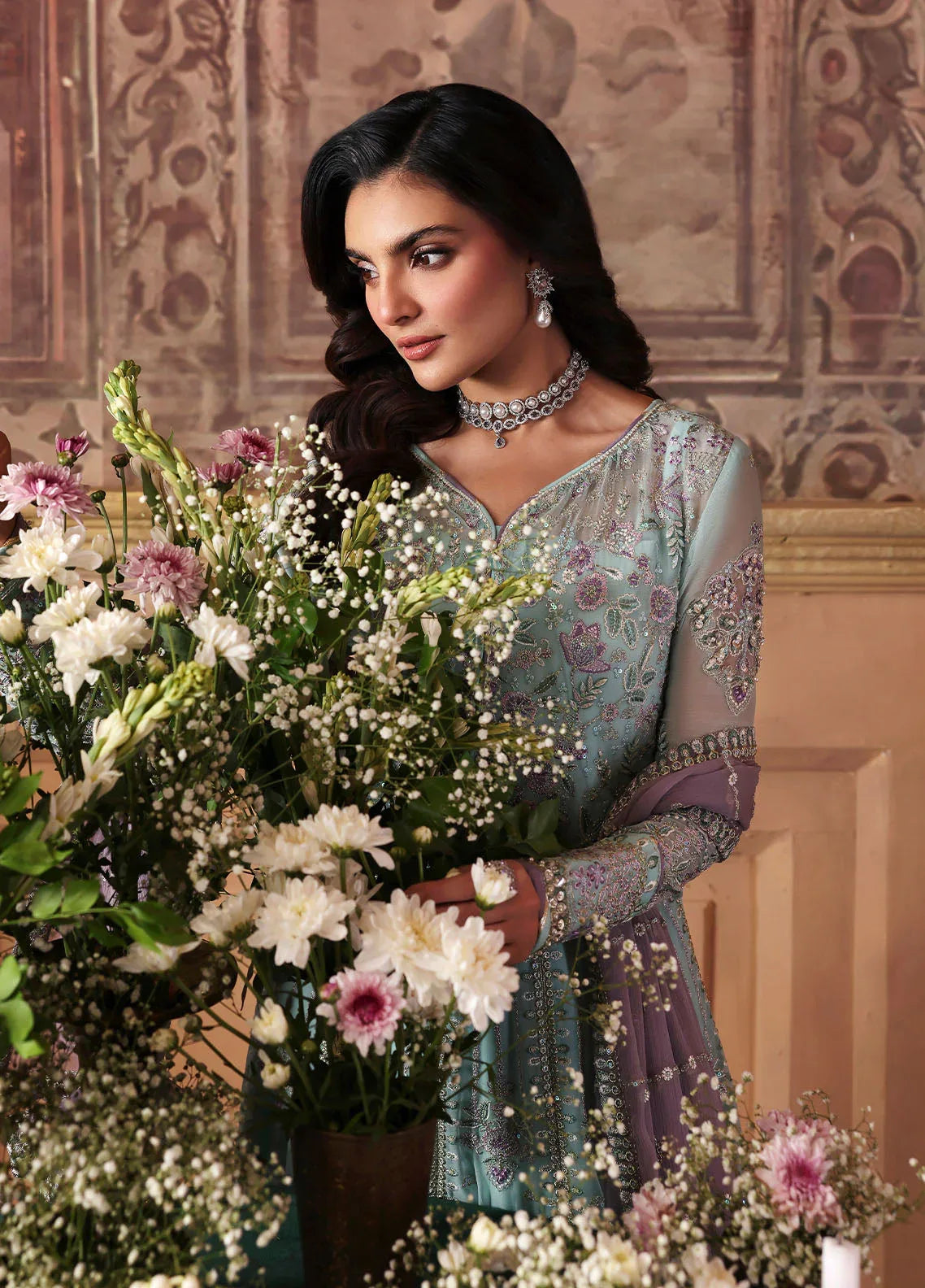 Gulaal | I Evayna Embroidered Chiffon | Delina - Aqsa Fabrics
