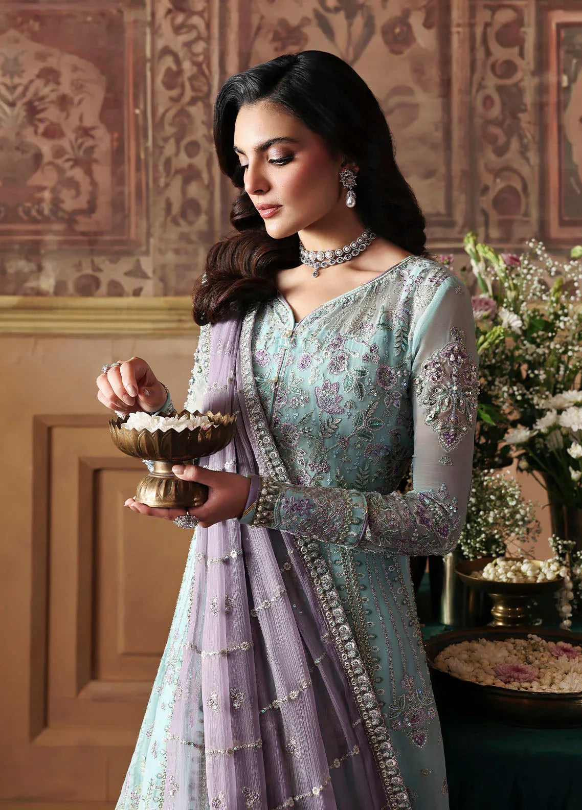 Gulaal | I Evayna Embroidered Chiffon | Delina - Aqsa Fabrics
