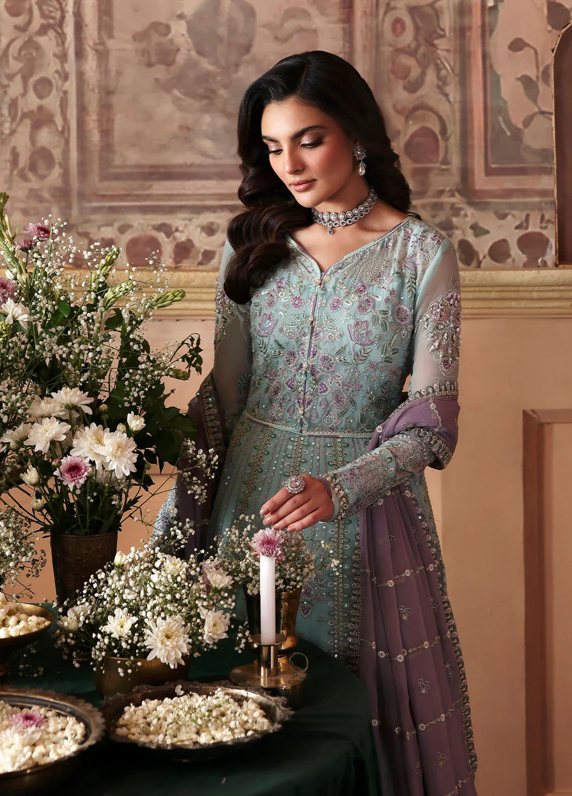 Gulaal | I Evayna Embroidered Chiffon | Delina - Aqsa Fabrics