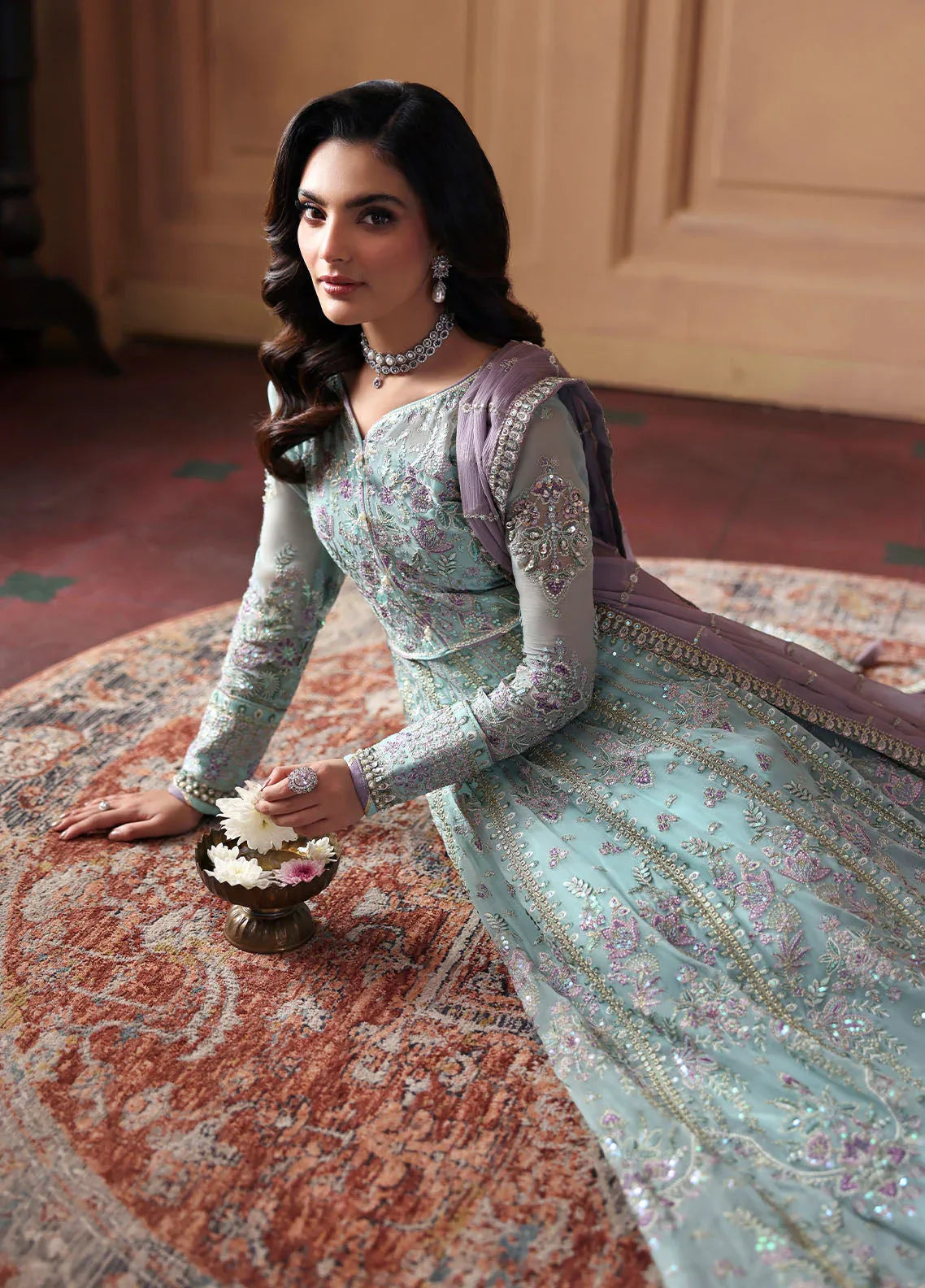 Gulaal | I Evayna Embroidered Chiffon | Delina - Aqsa Fabrics