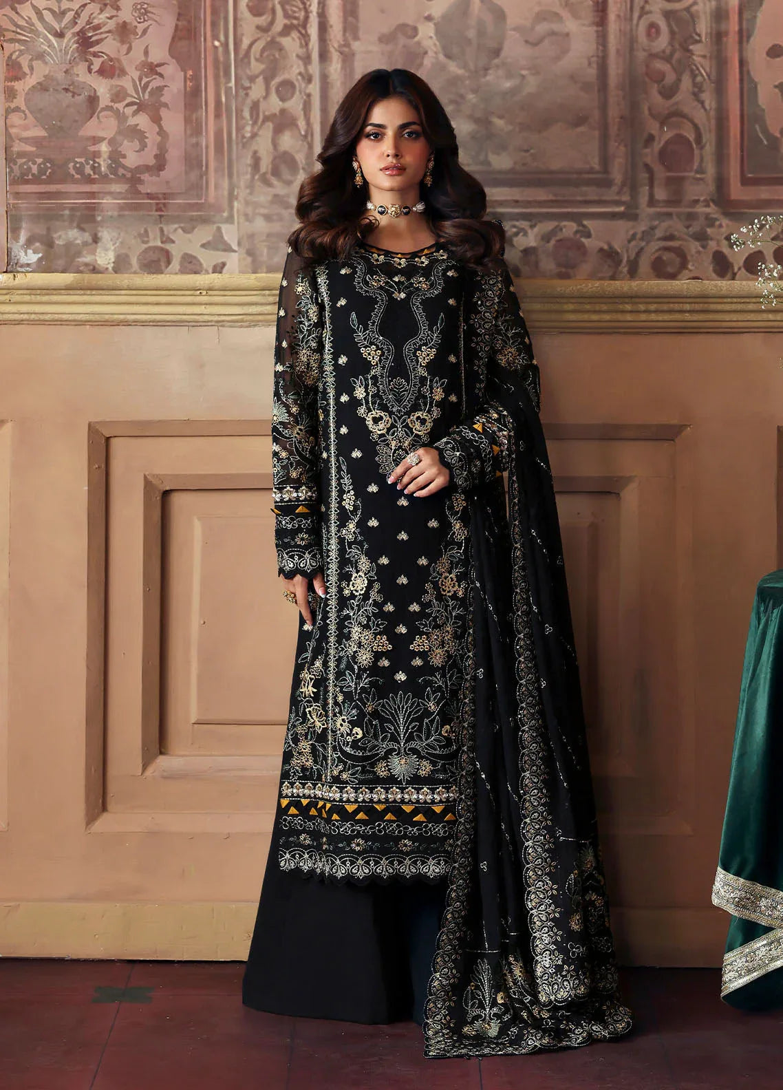 Gulaal | I Evayna Embroidered Chiffon |Deenah - Aqsa Fabrics