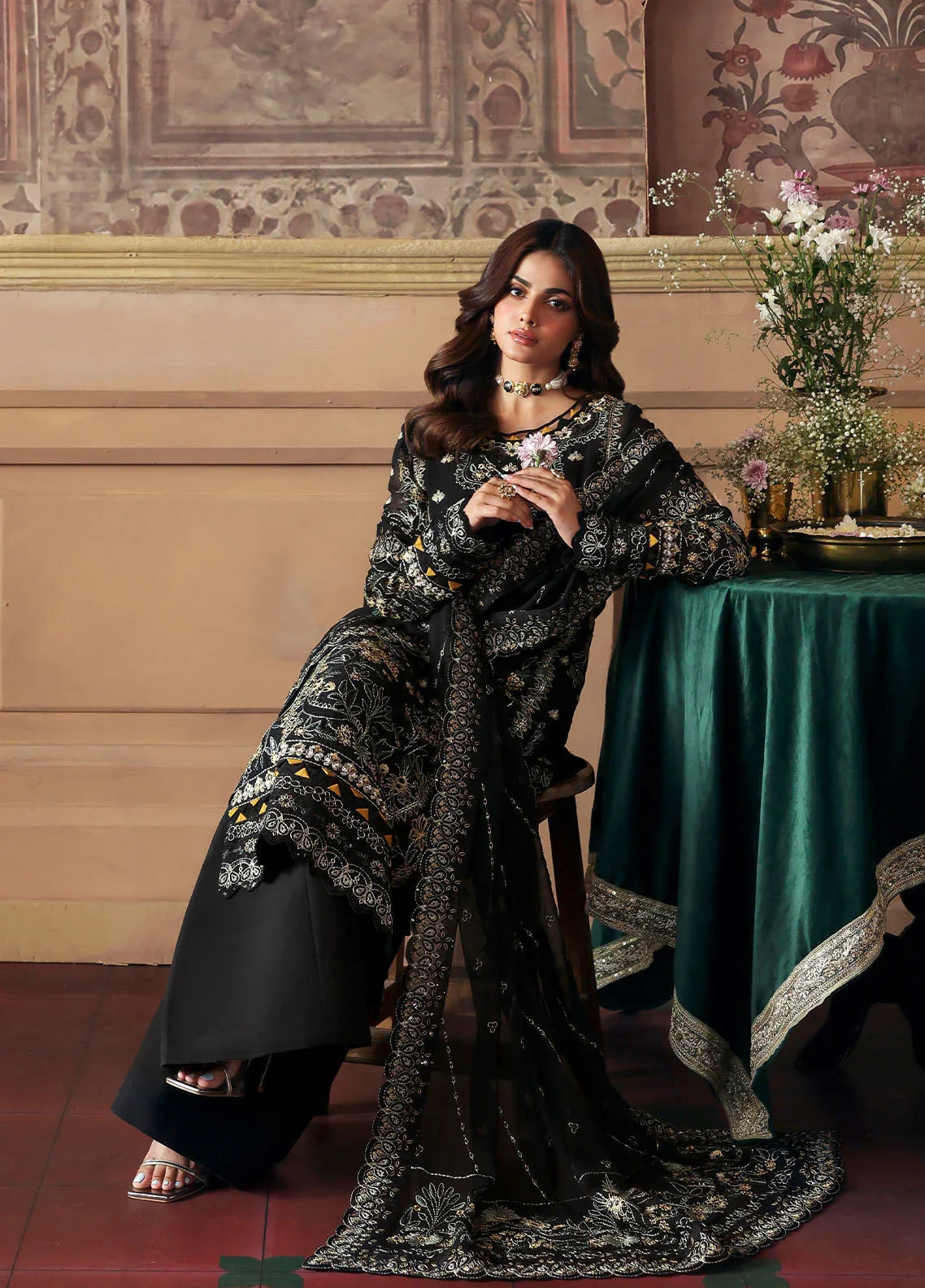 Gulaal | I Evayna Embroidered Chiffon |Deenah - Aqsa Fabrics
