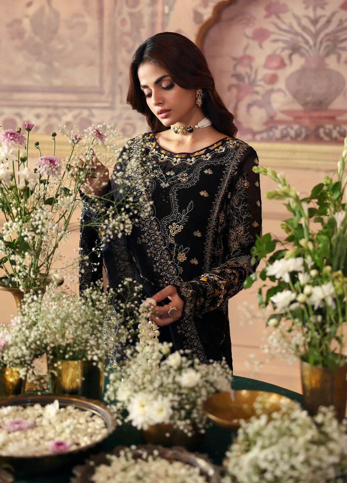 Gulaal | I Evayna Embroidered Chiffon |Deenah - Aqsa Fabrics