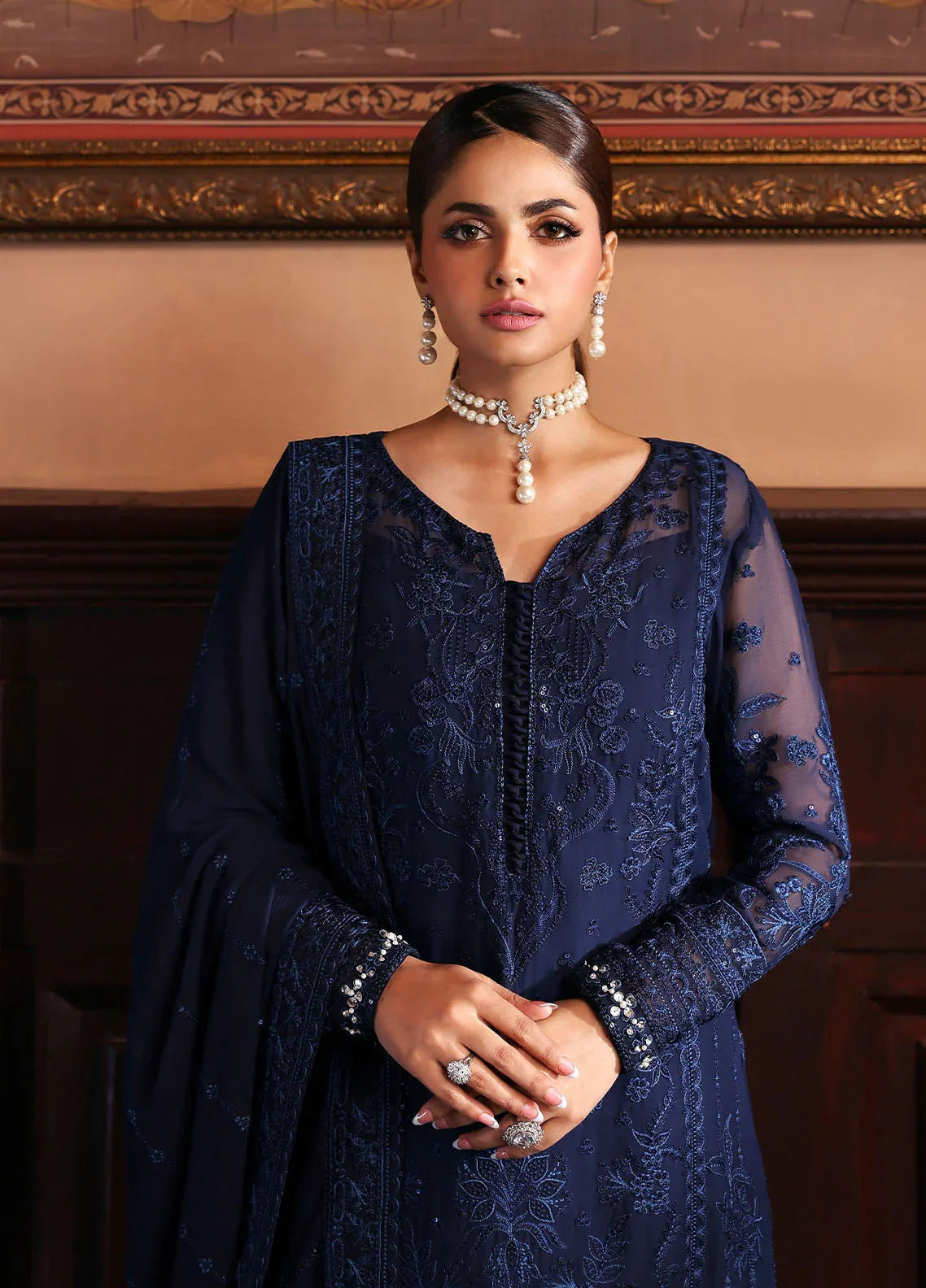 Gulaal | I Evayna Embroidered Chiffon | Leesha - Aqsa Fabrics