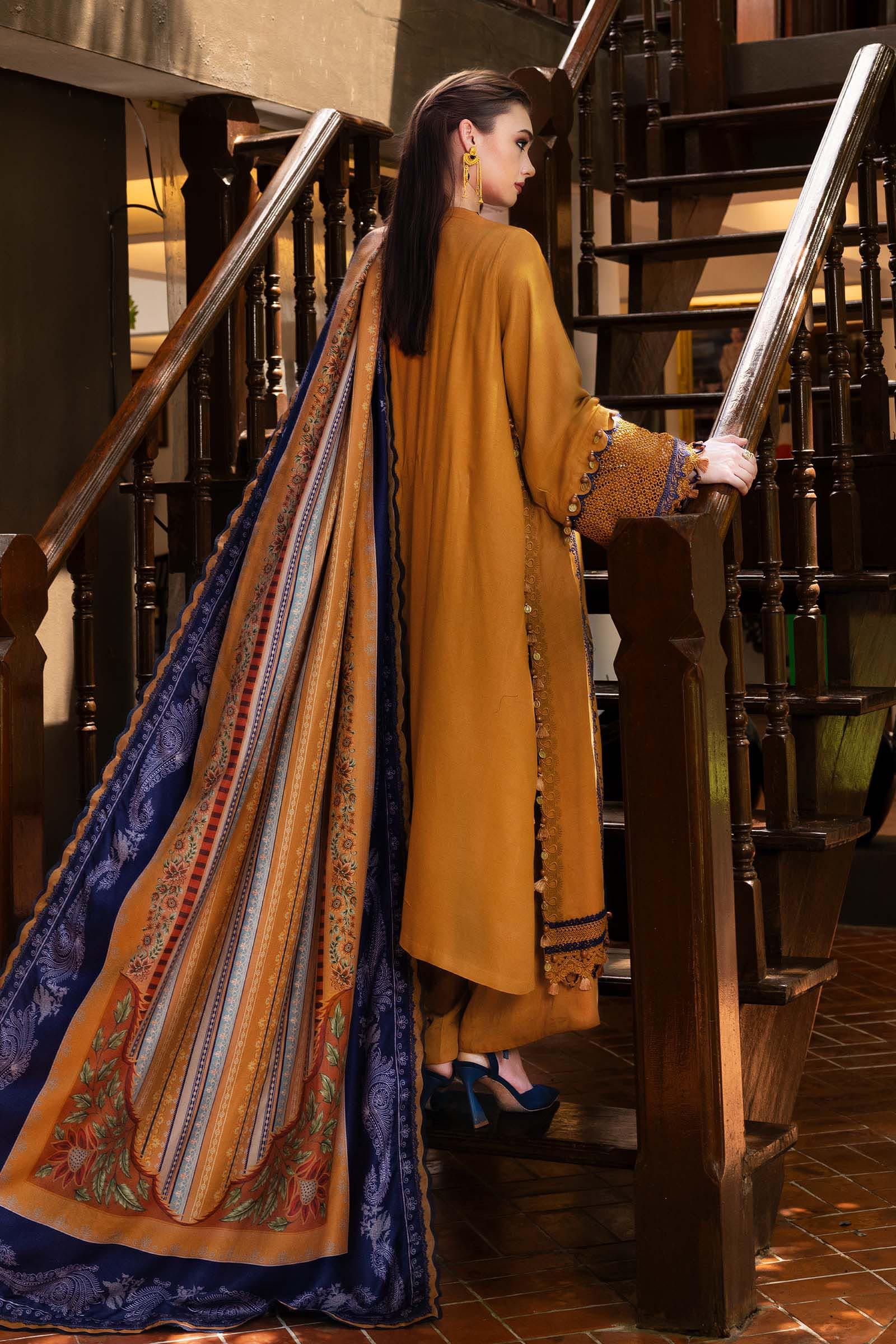 3 Piece Unstitched Embroidered Twill Linen Suit - Aqsa Fabrics