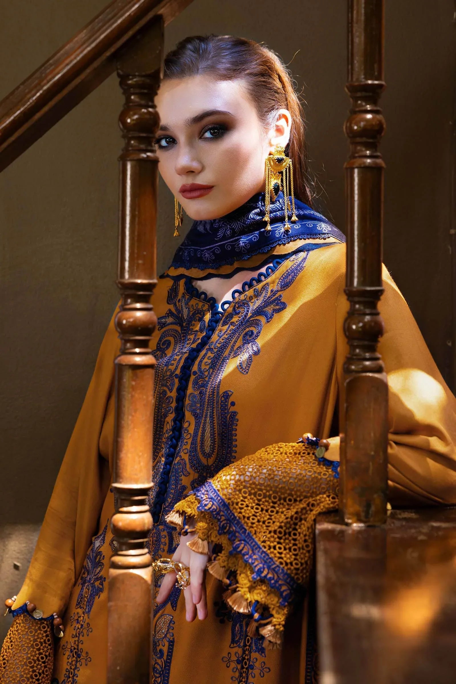 3 Piece Unstitched Embroidered Twill Linen Suit - Aqsa Fabrics