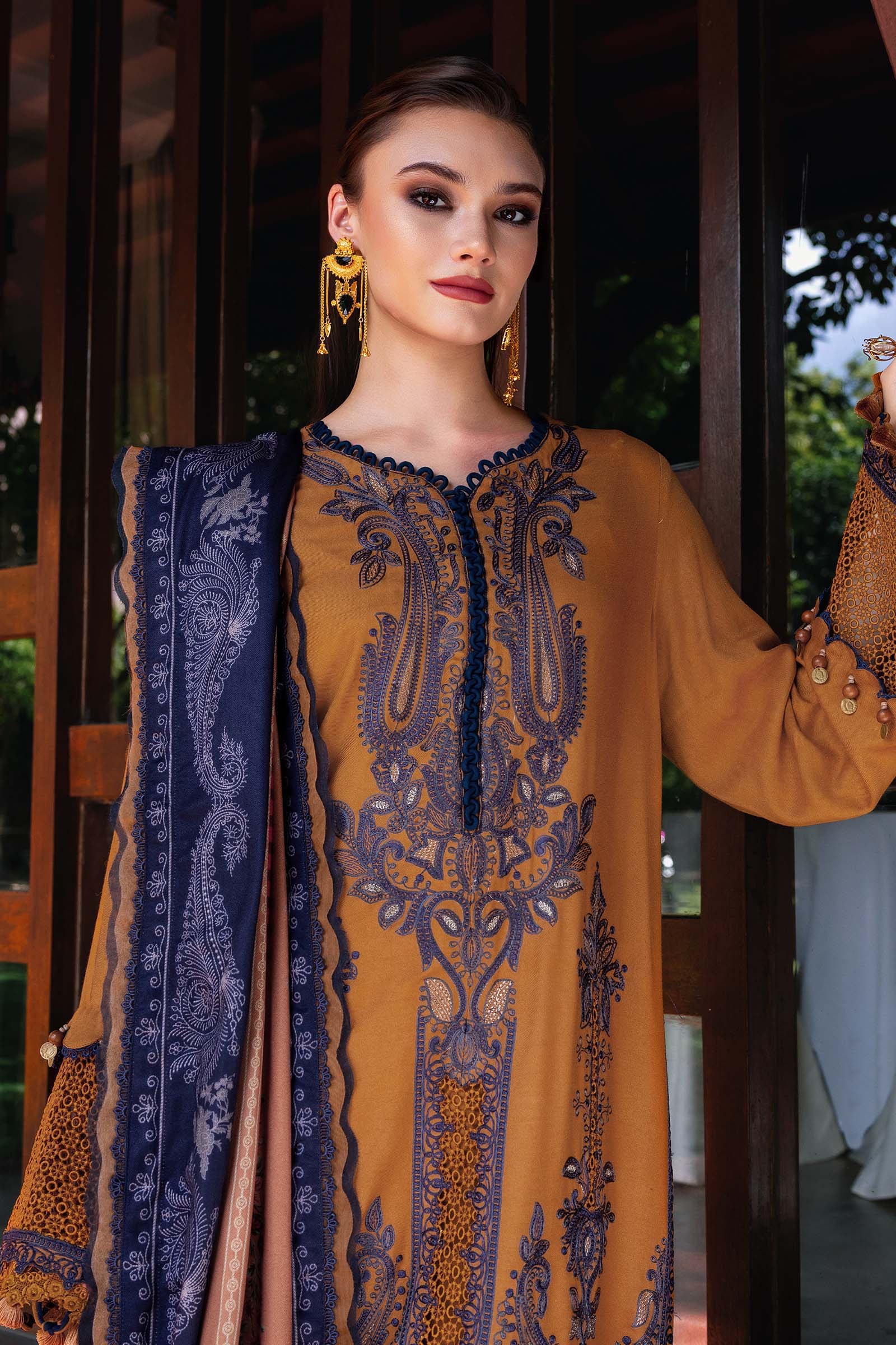 3 Piece Unstitched Embroidered Twill Linen Suit - Aqsa Fabrics