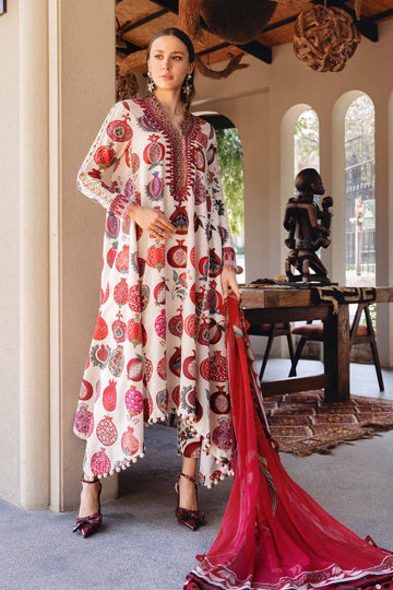 3 Piece Unstitched Embroidered Lawn Suit - Aqsa Fabrics