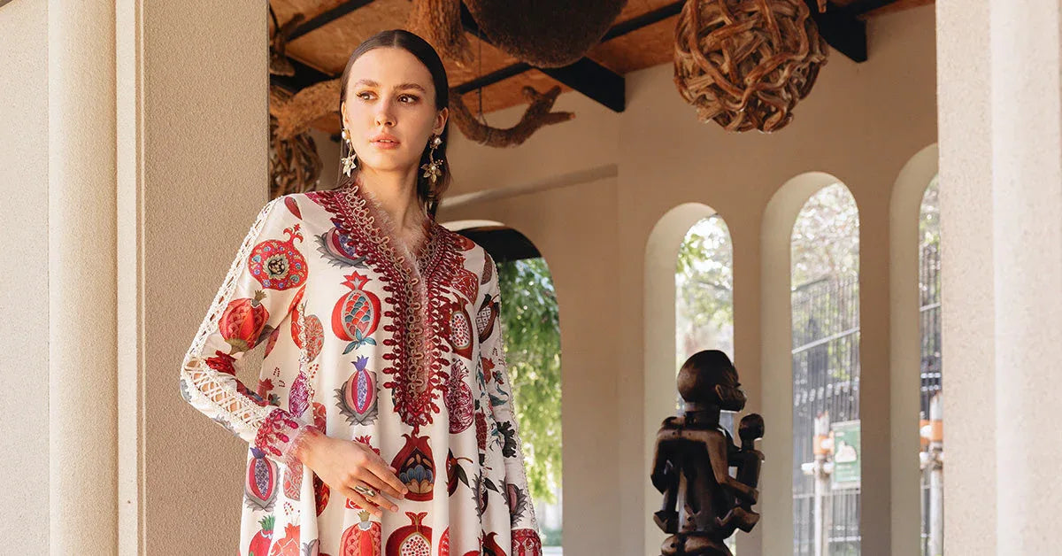 3 Piece Unstitched Embroidered Lawn Suit - Aqsa Fabrics