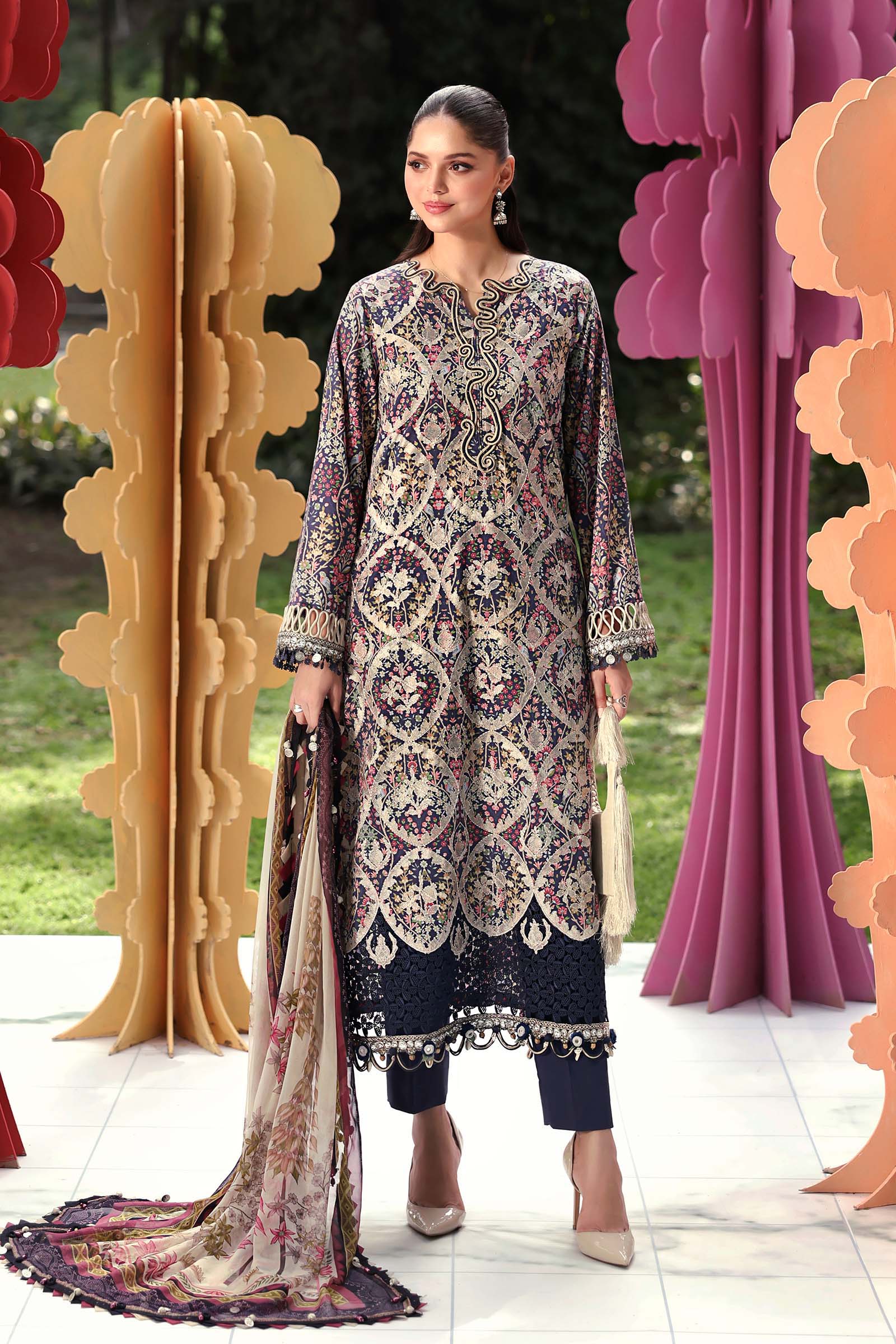 Maria B 3 Piece Stitched Embroidered Lawn Suit