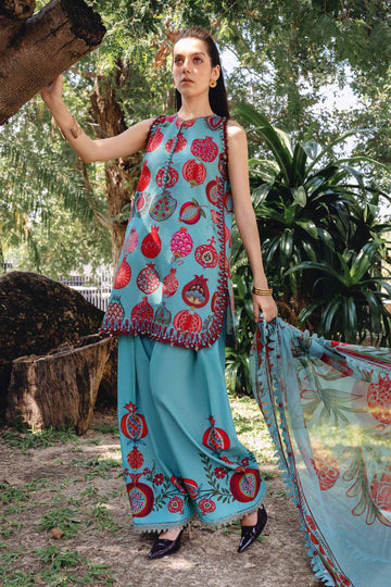 3 Piece Unstitched Embroidered Lawn Suit - Aqsa Fabrics