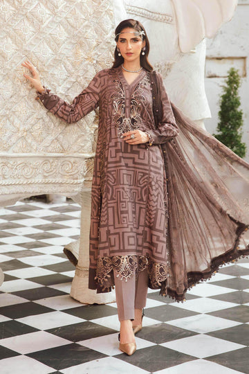 3 Piece Unstitched Embroidered Cambric Suit | MPT-2703-B - Aqsa Fabrics