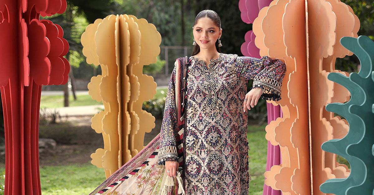 Maria B 3 Piece Stitched Embroidered Lawn Suit