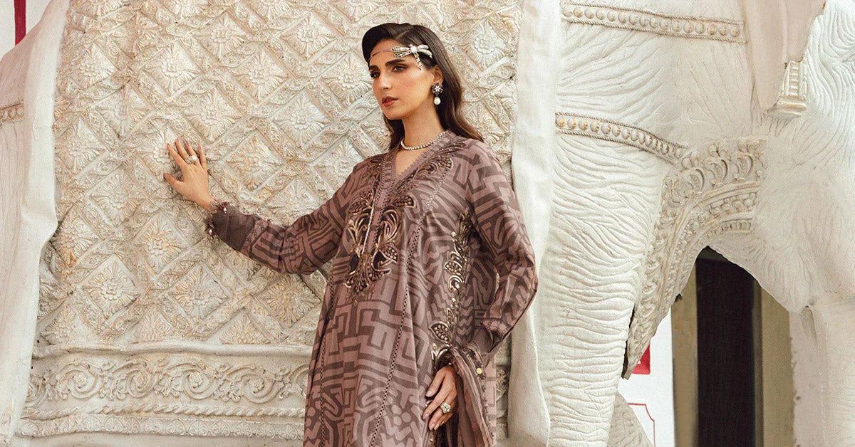 3 Piece Unstitched Embroidered Cambric Suit | MPT-2703-B - Aqsa Fabrics