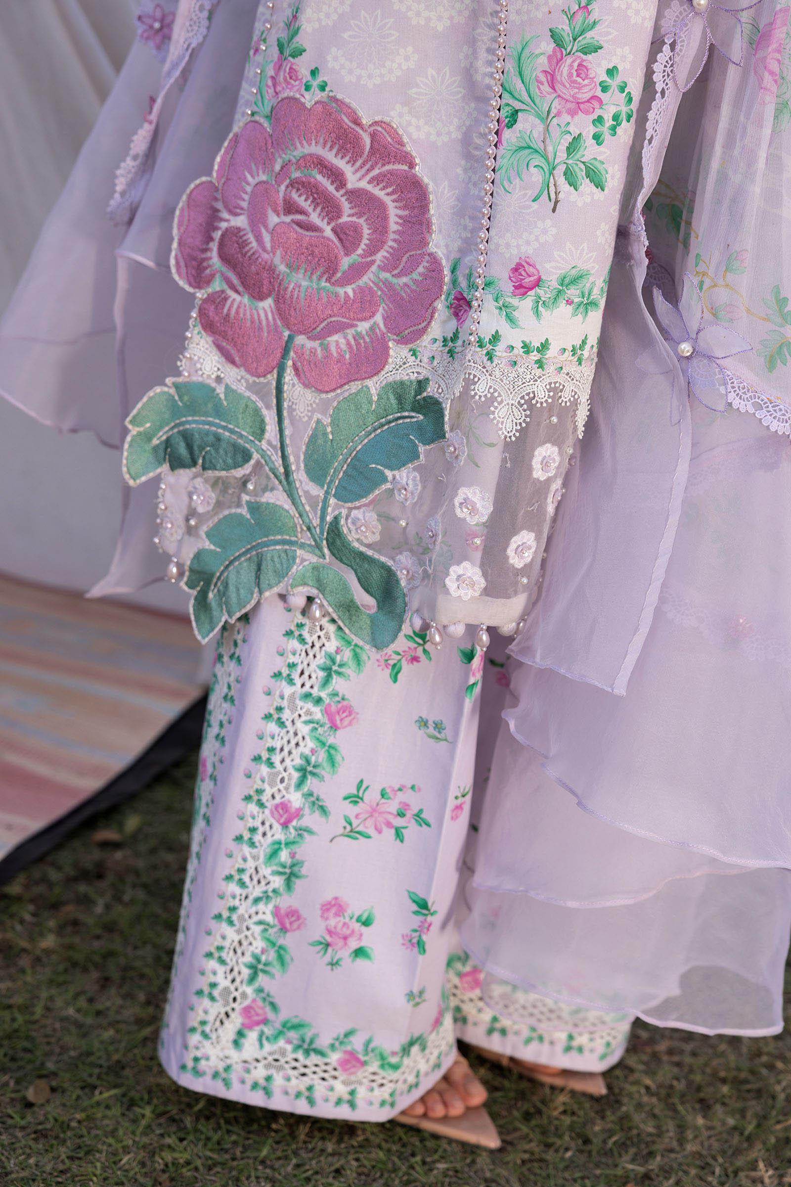 3 Piece Unstitched Embroidered Lawn Suit - Aqsa Fabrics