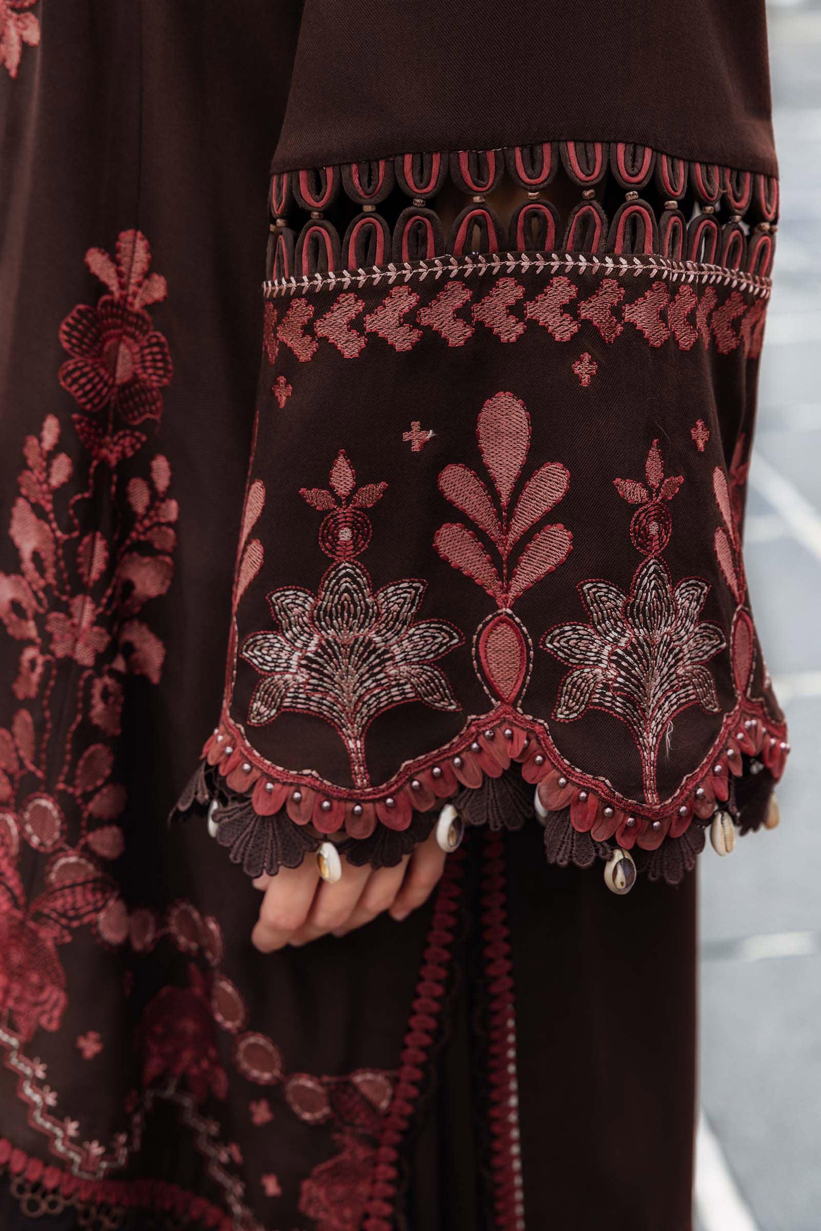 3 Piece Unstitched Embroidered Twill Linen Suit - Aqsa Fabrics