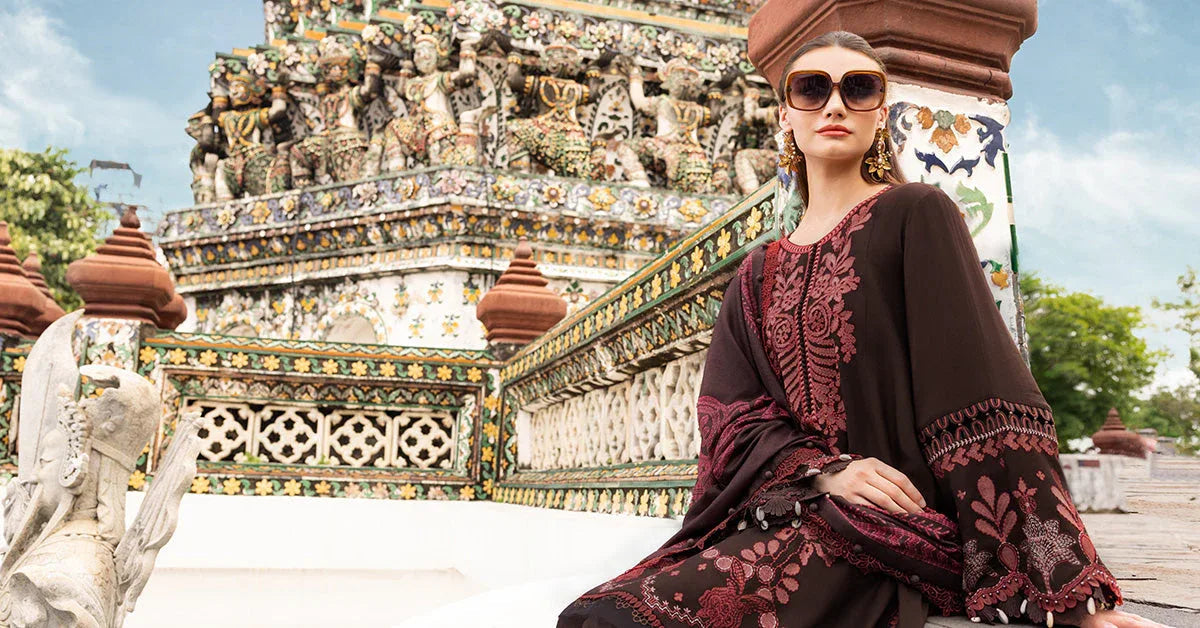 3 Piece Unstitched Embroidered Twill Linen Suit - Aqsa Fabrics