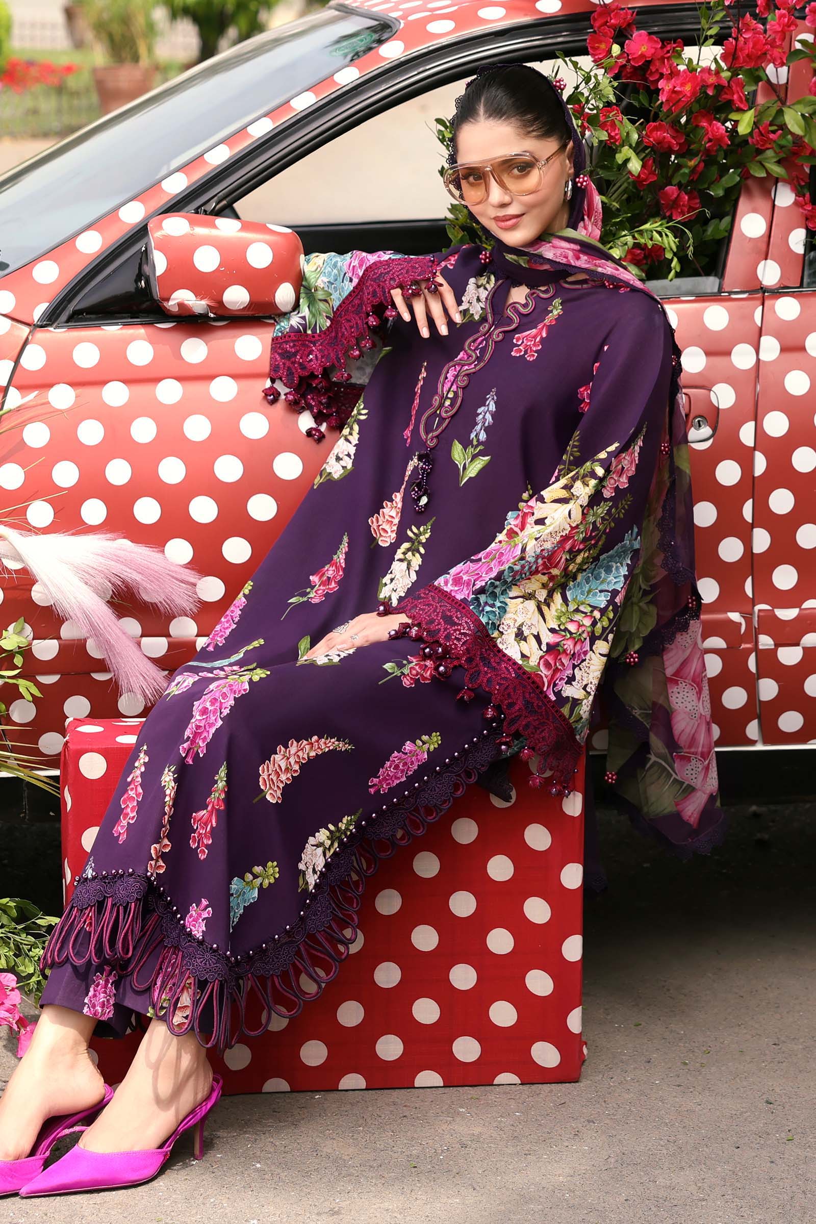 Maria B 3 Piece Stitched Embroidered Lawn Suit