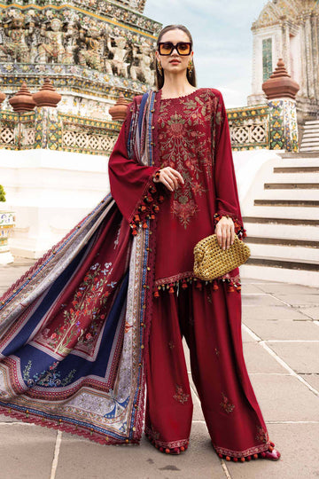 3 Piece Unstitched Embroidered Twill Linen Suit - Aqsa Fabrics