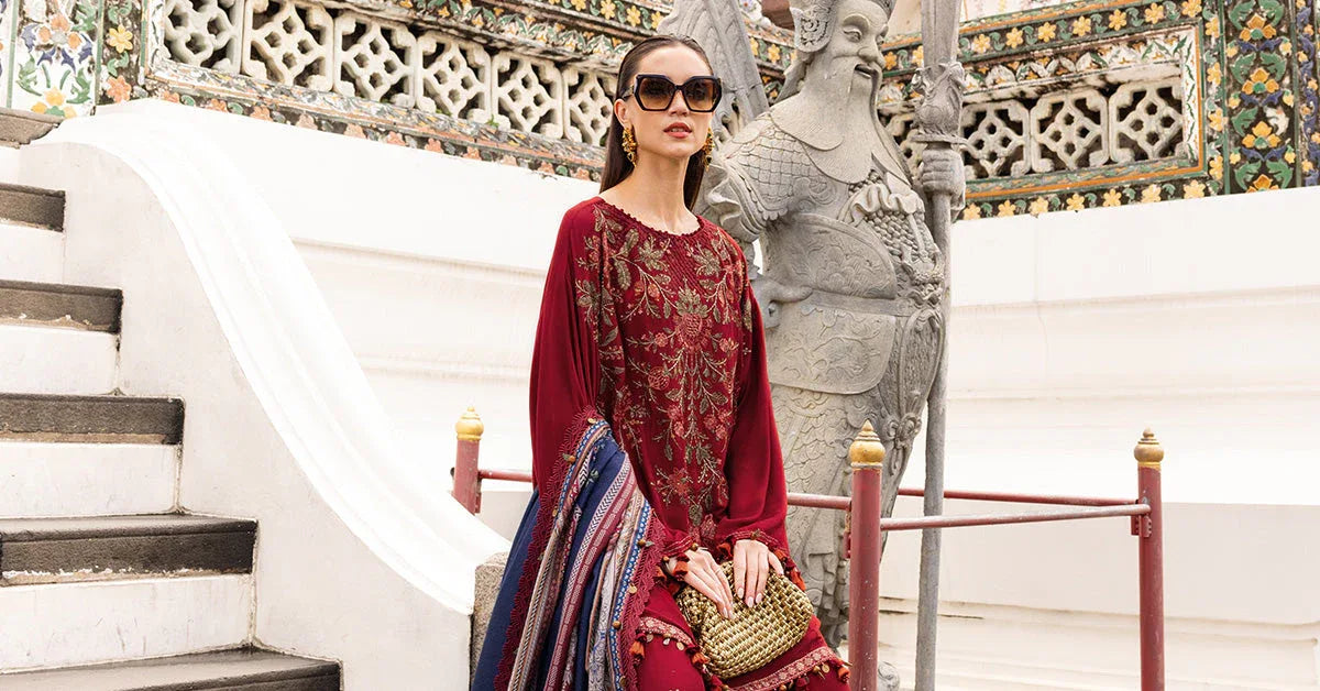3 Piece Unstitched Embroidered Twill Linen Suit - Aqsa Fabrics