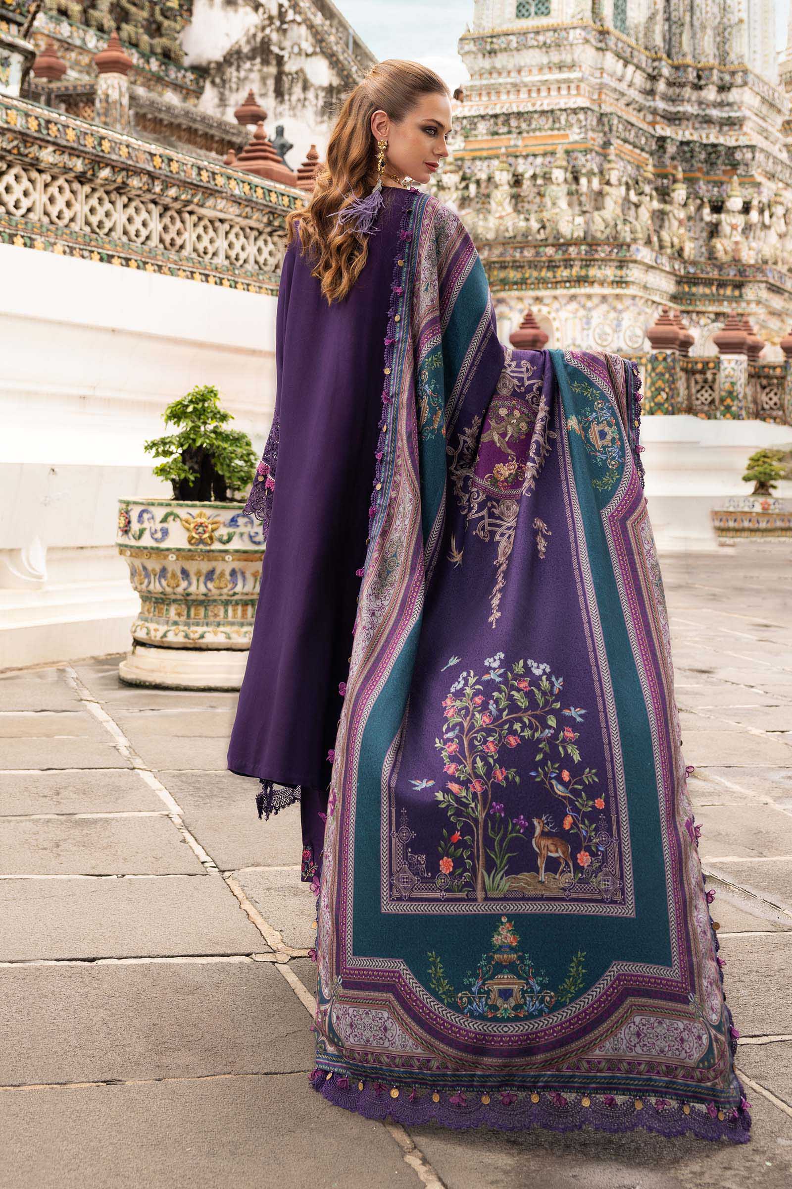 3 Piece Unstitched Embroidered Twill Linen Suit - Aqsa Fabrics