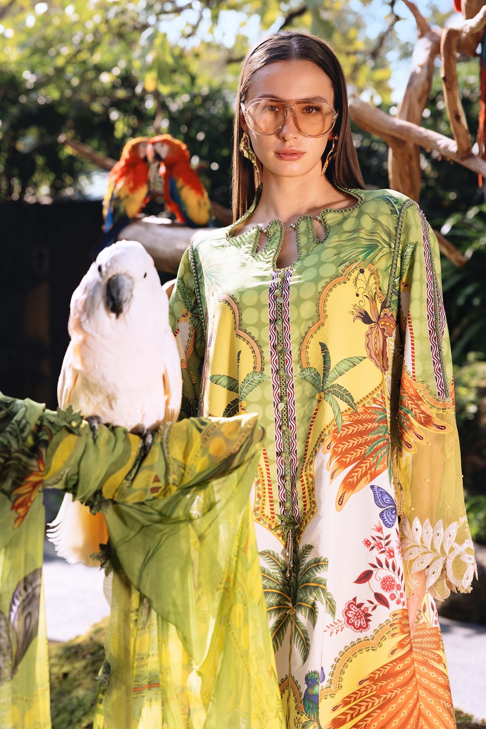 3 Piece Unstitched Embroidered Lawn Suit - Aqsa Fabrics
