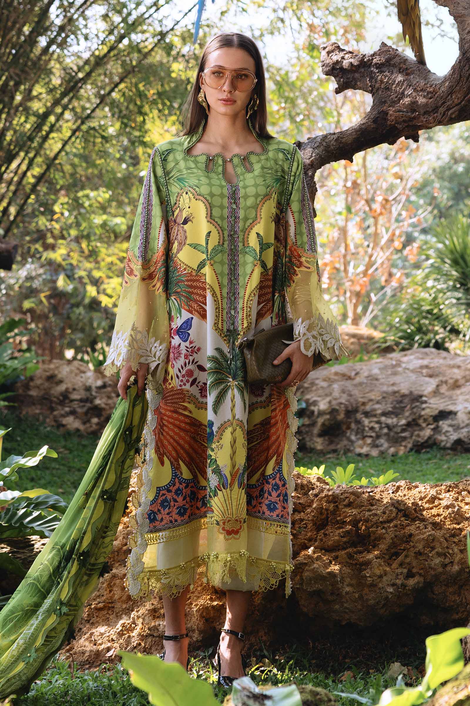 3 Piece Unstitched Embroidered Lawn Suit - Aqsa Fabrics
