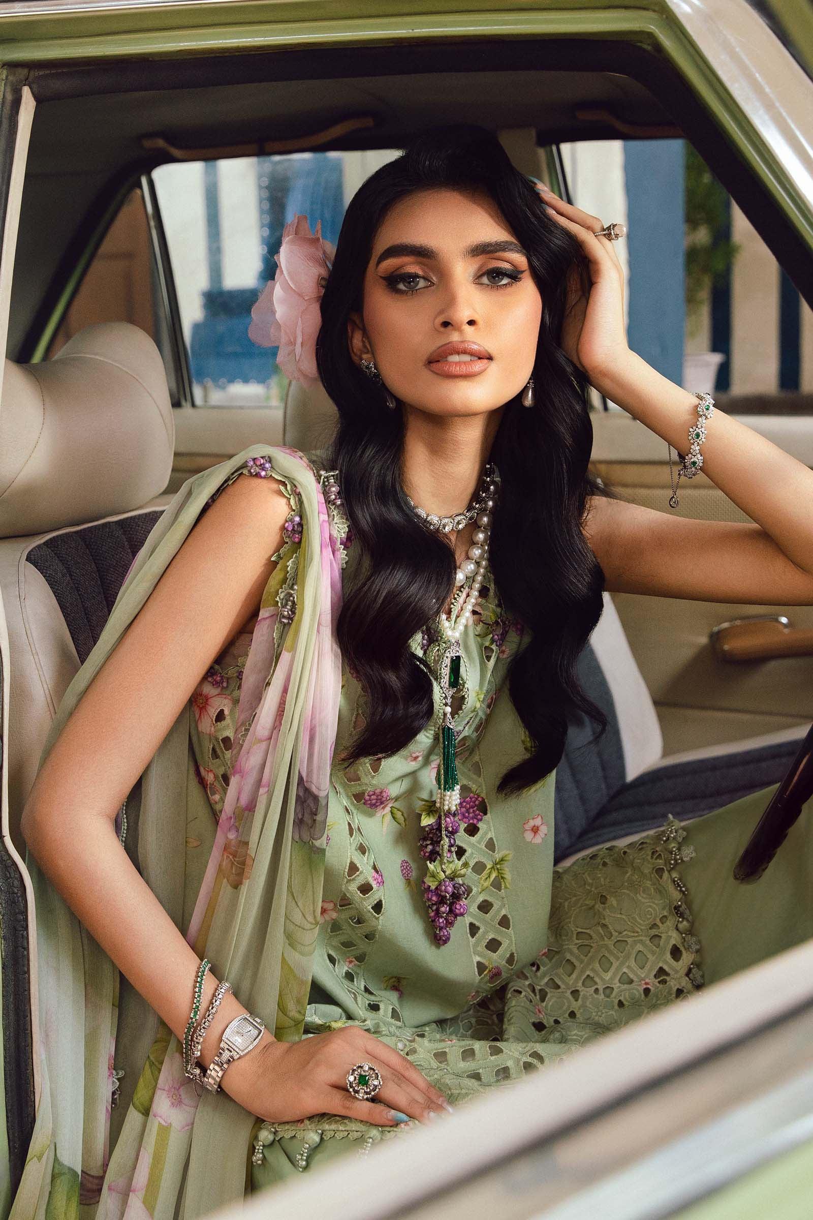 3 Piece Unstitched Embroidered Cambric Suit | MPT-2706-A - Aqsa Fabrics