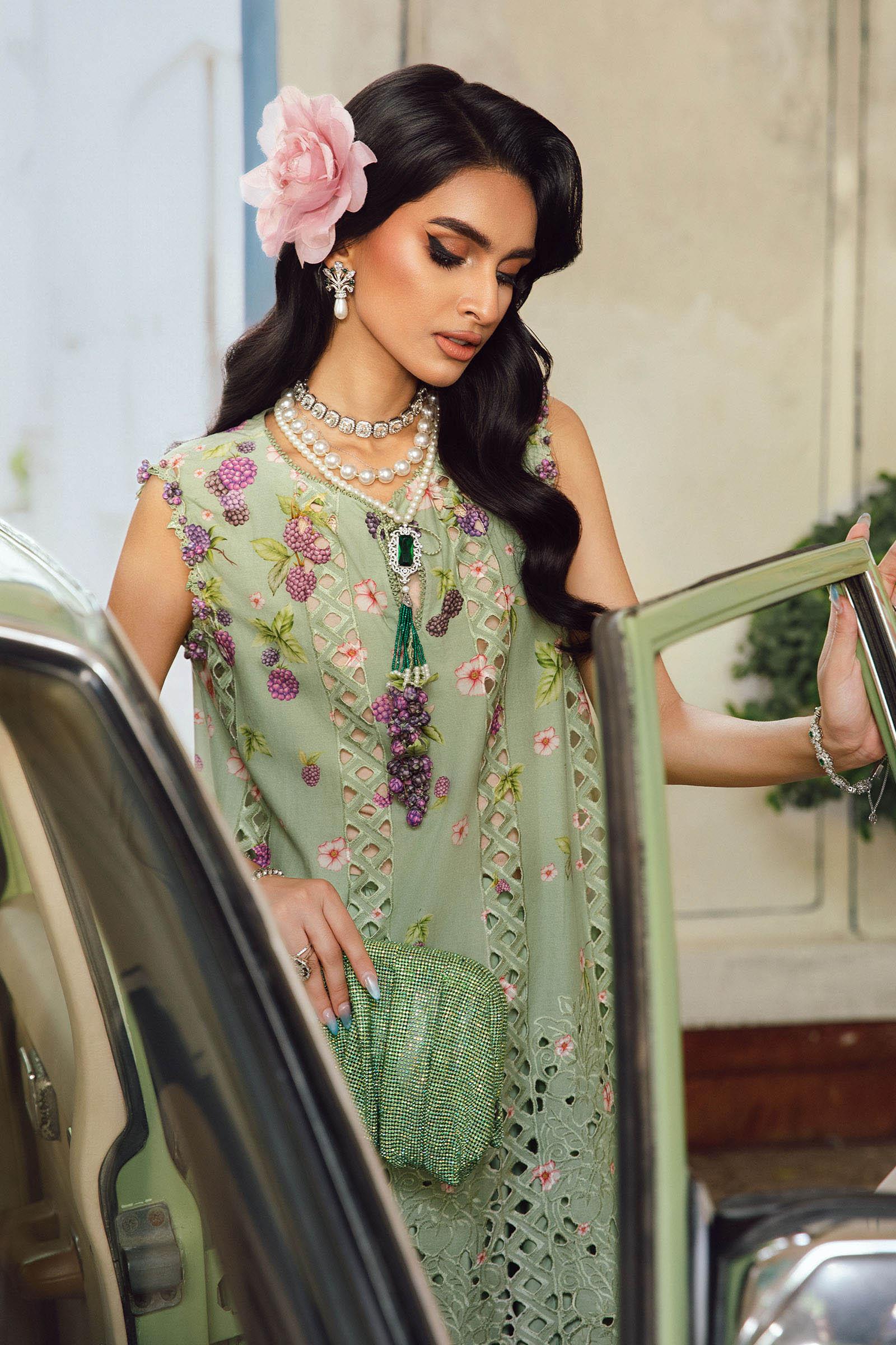 3 Piece Unstitched Embroidered Cambric Suit | MPT-2706-A - Aqsa Fabrics
