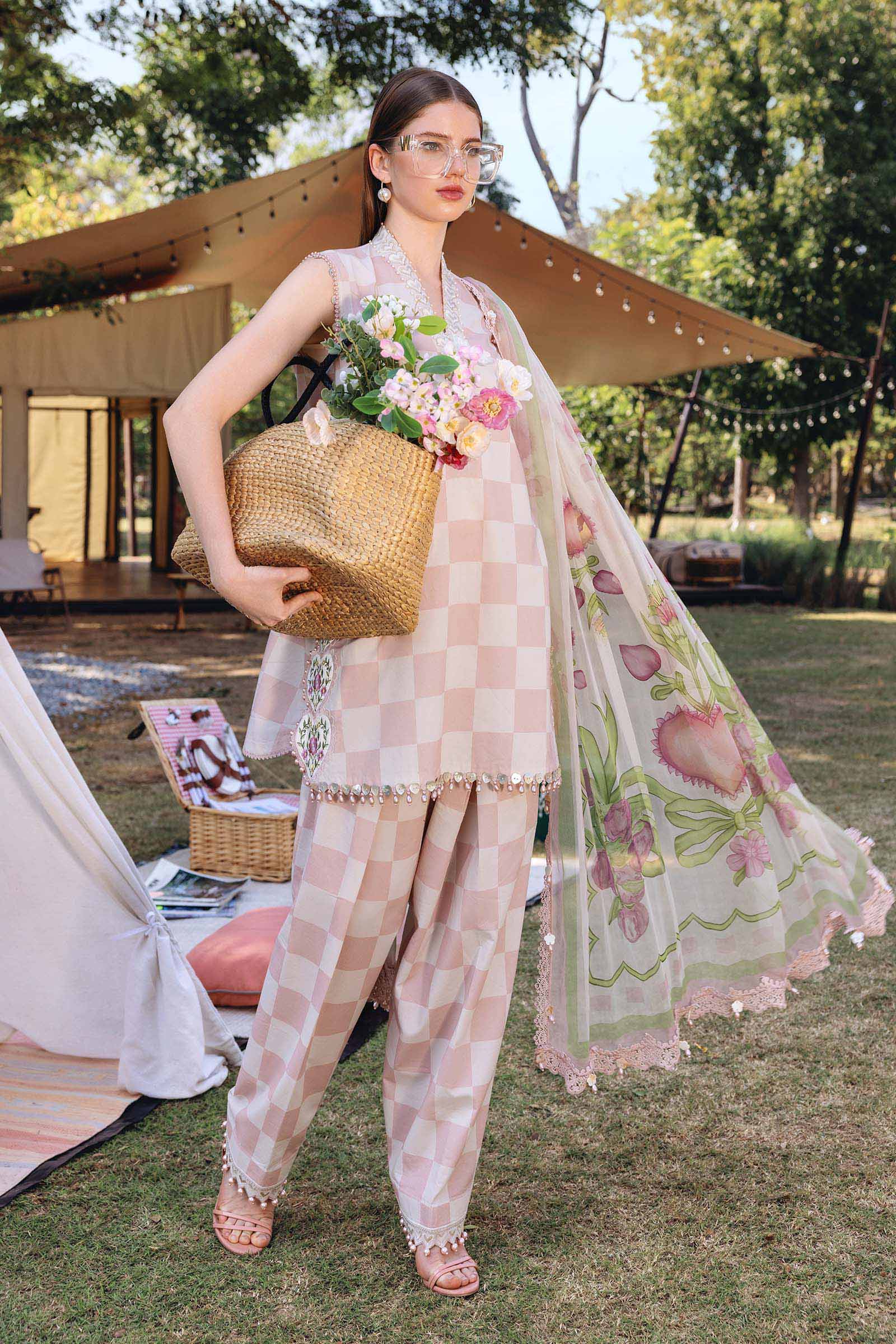 3 Piece Unstitched Embroidered Lawn Suit - Aqsa Fabrics