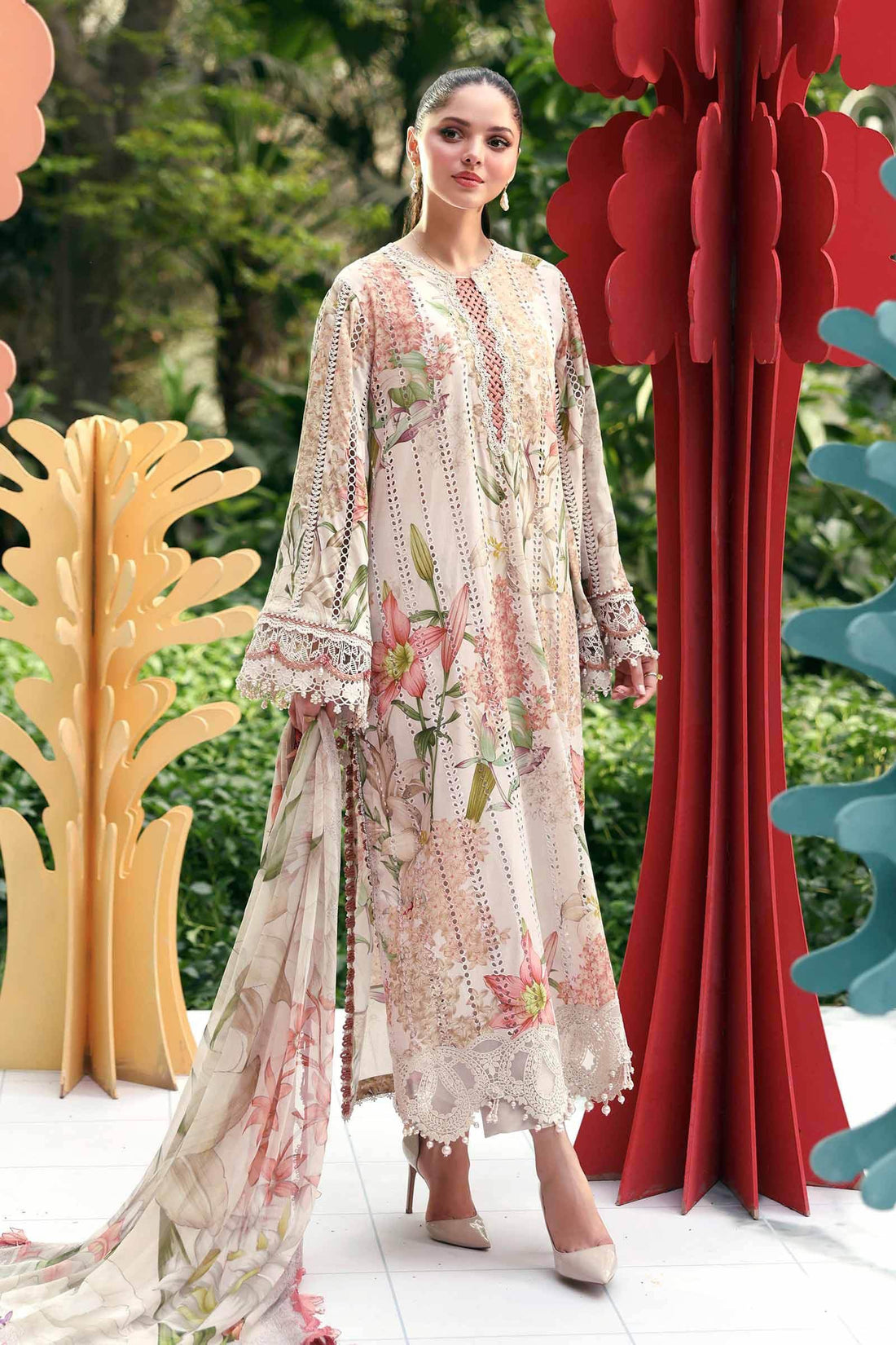 Maria B 3 Piece Stitched Embroidered Lawn Suit