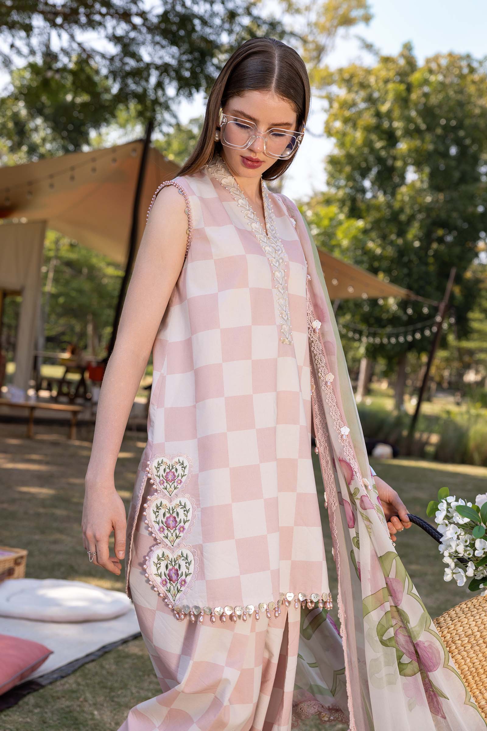 3 Piece Unstitched Embroidered Lawn Suit - Aqsa Fabrics