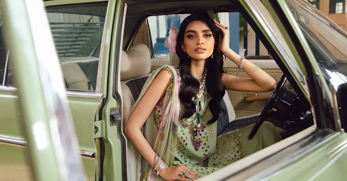 3 Piece Unstitched Embroidered Cambric Suit | MPT-2706-A - Aqsa Fabrics