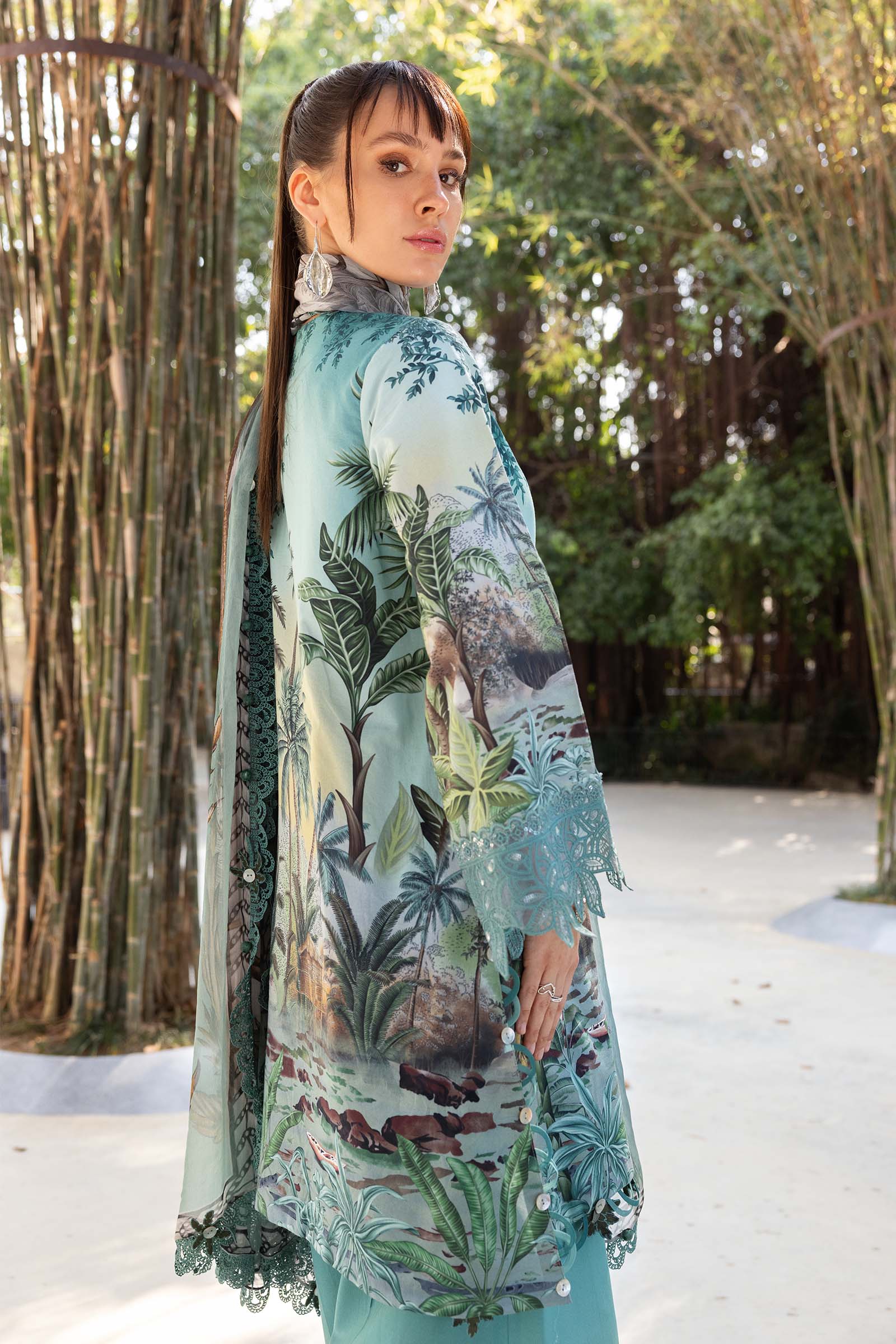 3 Piece Unstitched Embroidered Lawn Suit - Aqsa Fabrics