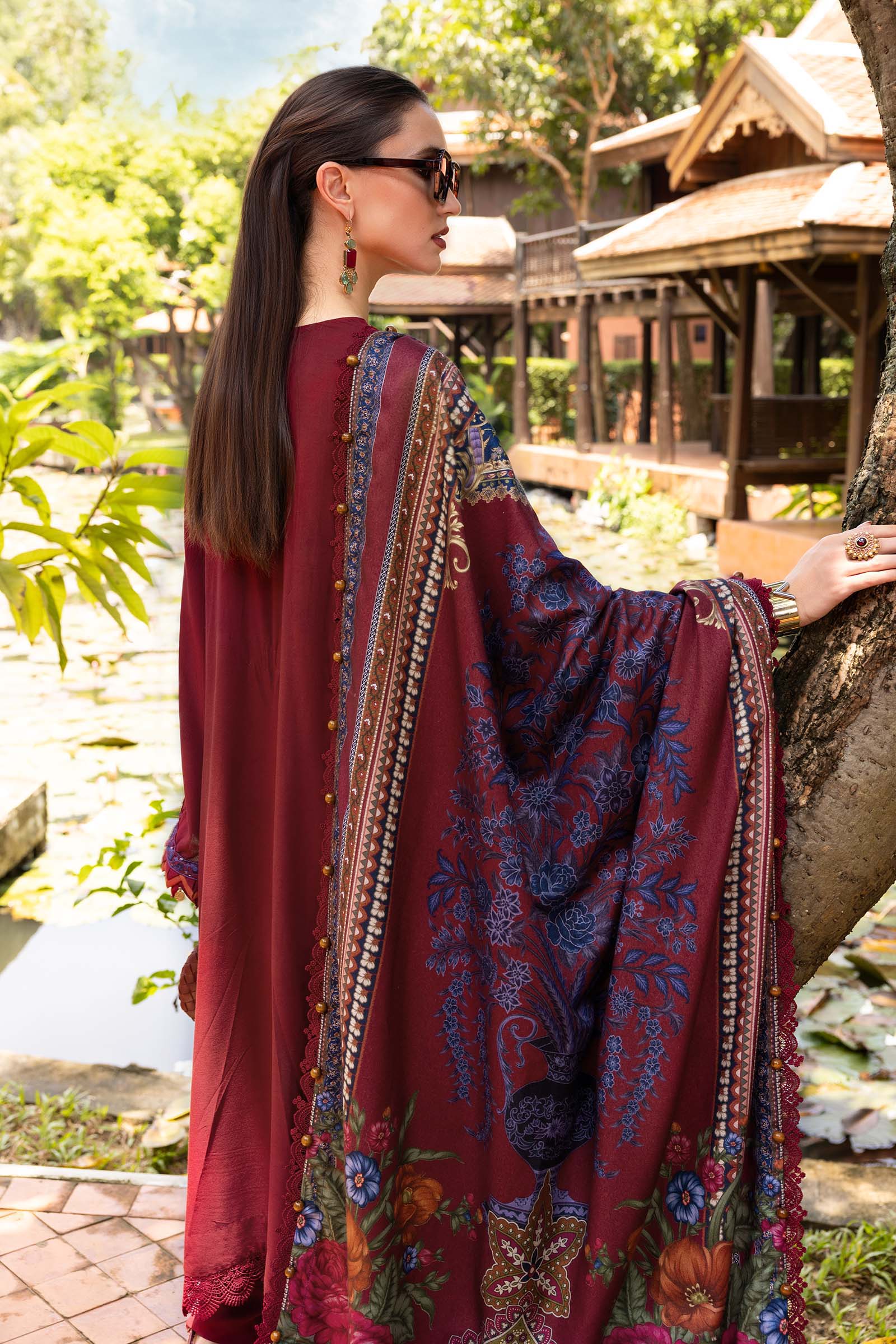 3 Piece Unstitched Embroidered Twill Linen Suit - Aqsa Fabrics