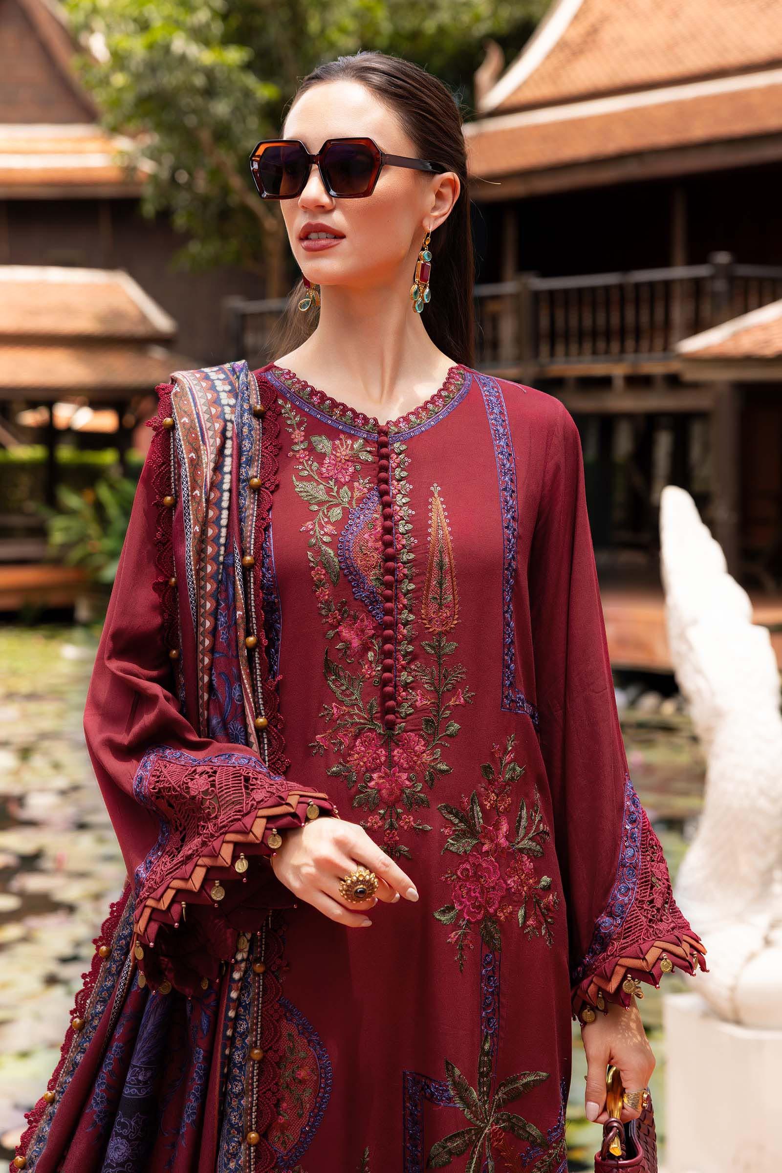 3 Piece Unstitched Embroidered Twill Linen Suit - Aqsa Fabrics