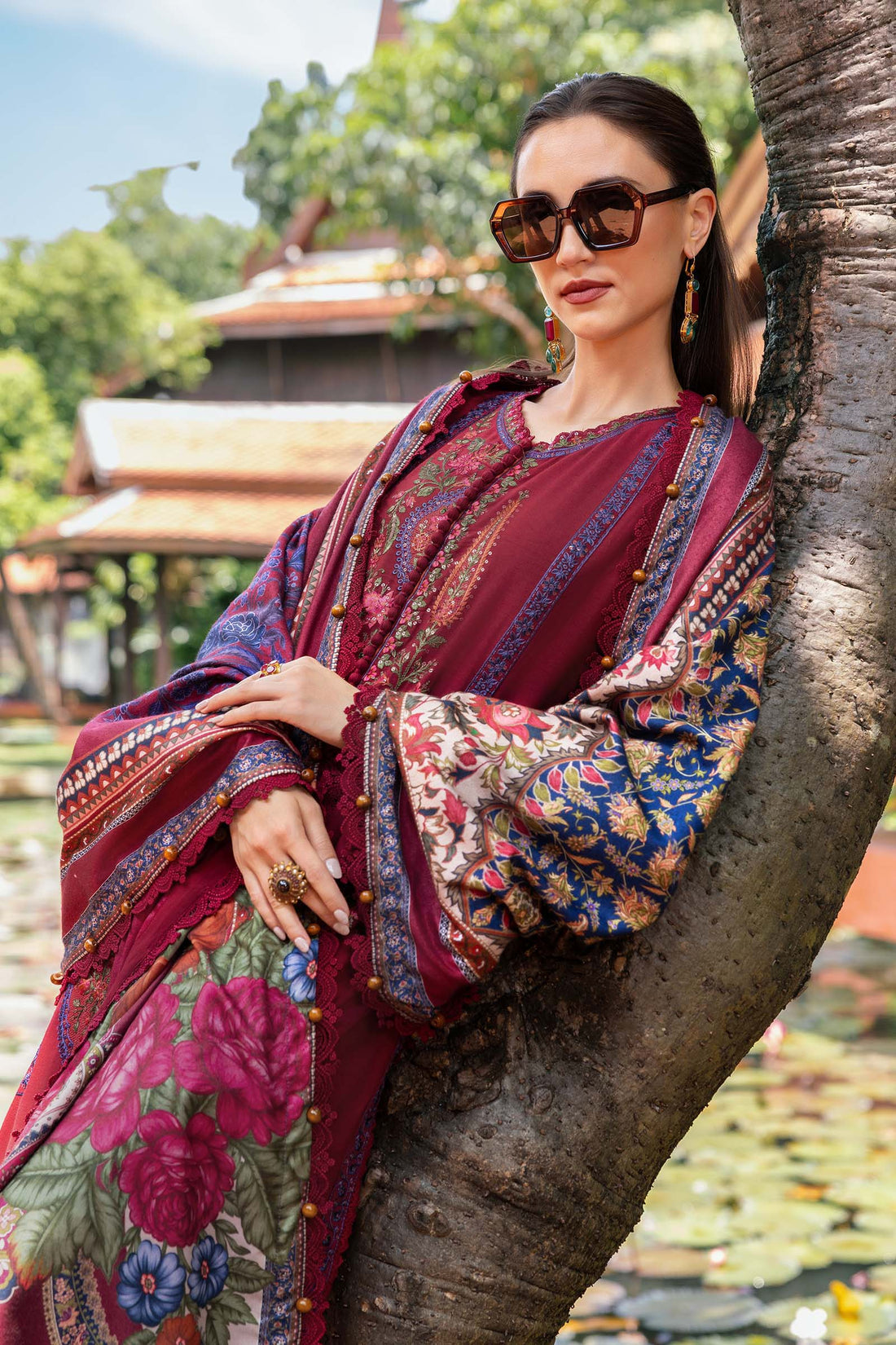 3 Piece Unstitched Embroidered Twill Linen Suit - Aqsa Fabrics